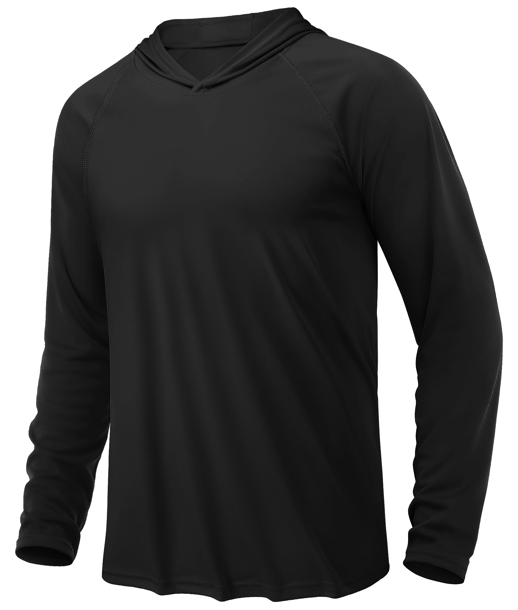 【送料無料】[KEFITEVD] ラッシュガード メンズ 長袖 パーカー 黒 大きいサイズ ドライtシャツ 日焼け防止 薄手 夏服 指穴付き トレーナー ウォーキングウェア 筋トレ スポーツtシャツ ブラック S