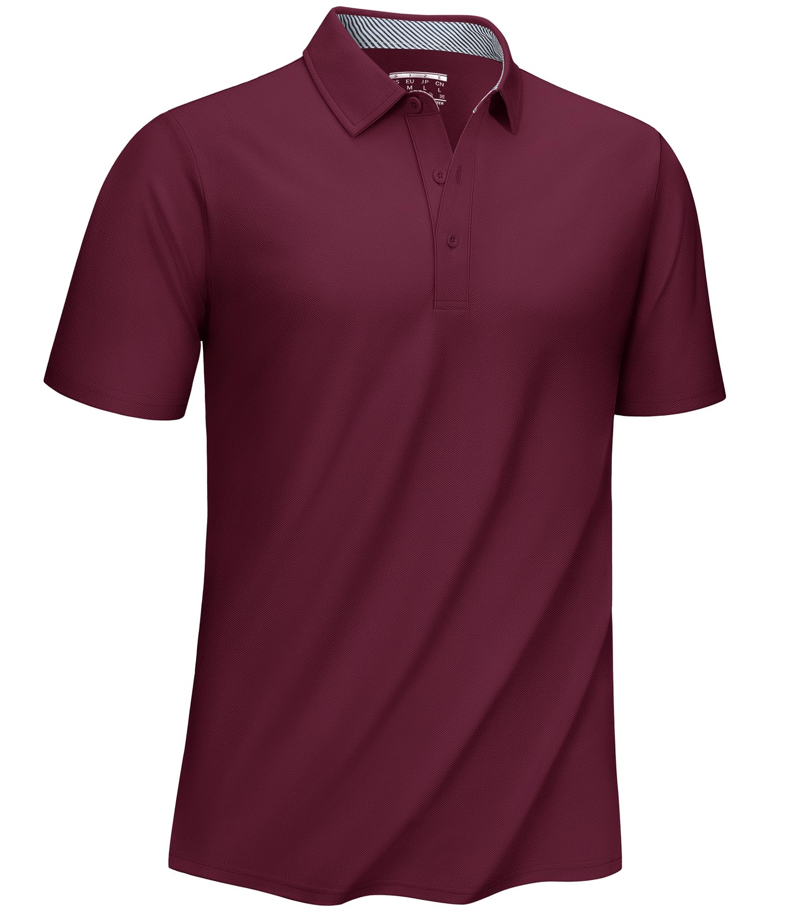 【送料無料】[KEFITEVD] 襟付きシャツ メンズ 半袖 ボタンダウン 綿 ポロシャツ ゴルフウェア スポーツ ランニング 夏服 無地 速乾tシャツ 作業着 通気 ビジポロ ワインレッド 3XL