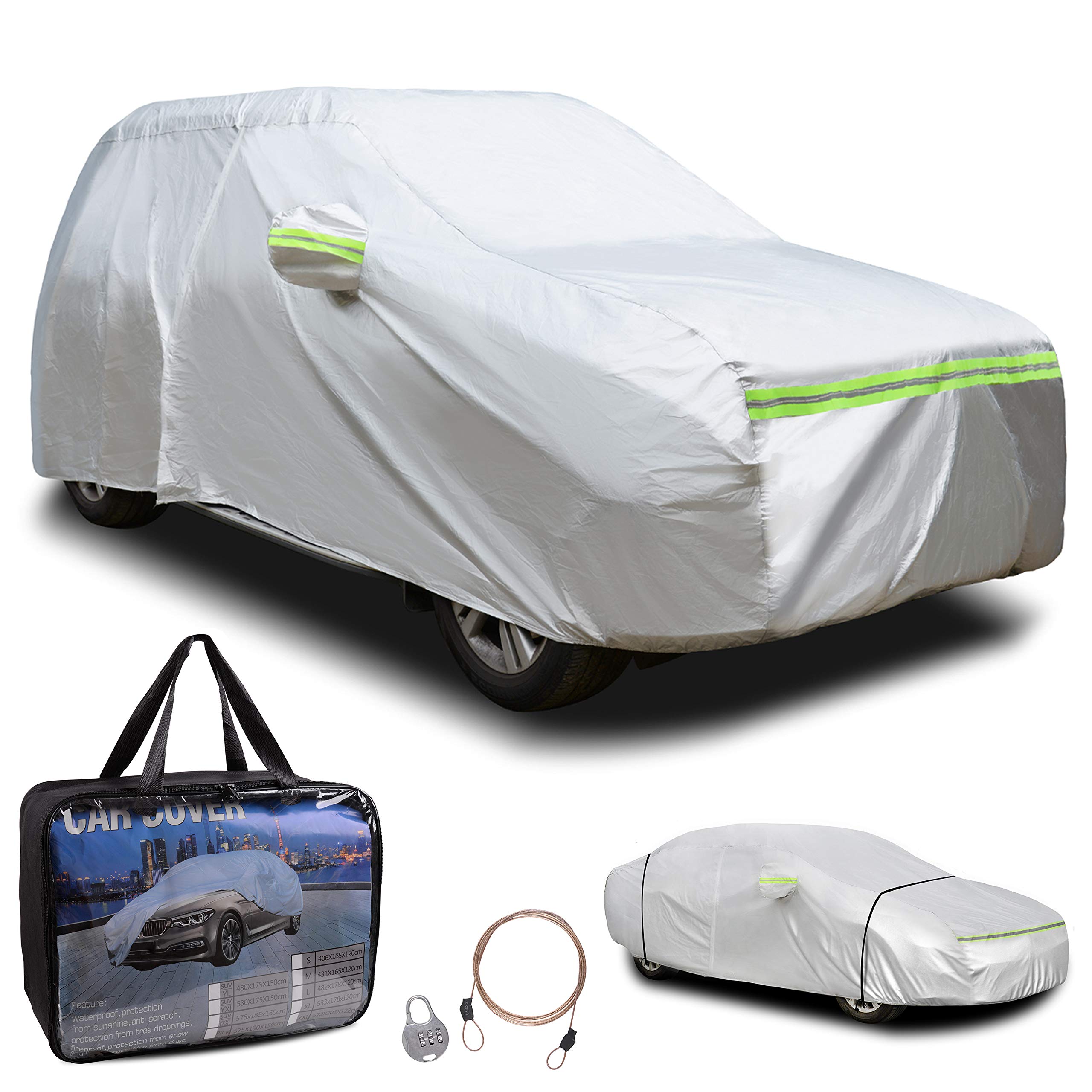 【送料無料】SILANON セダン suv カーカバー 自動車保護 黄砂雨雪霜氷台風紫外線対策 長い反射ストリッ..