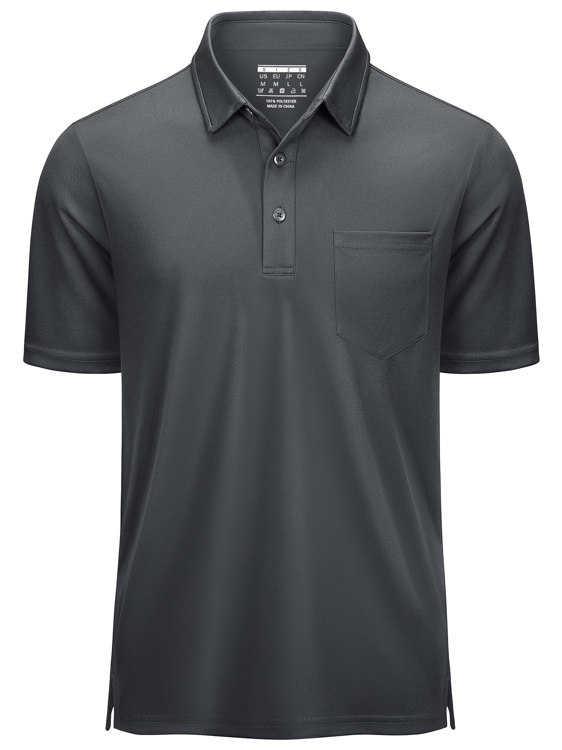 【送料無料】[KEFITEVD] ゴルフポロシャツ メンズ 半袖 ゆったり 速乾 ストレッチシャツ ドライ アクティブウェア 通気 tシャツ スタイリッシュ 通勤用 ダークグレー 2XL