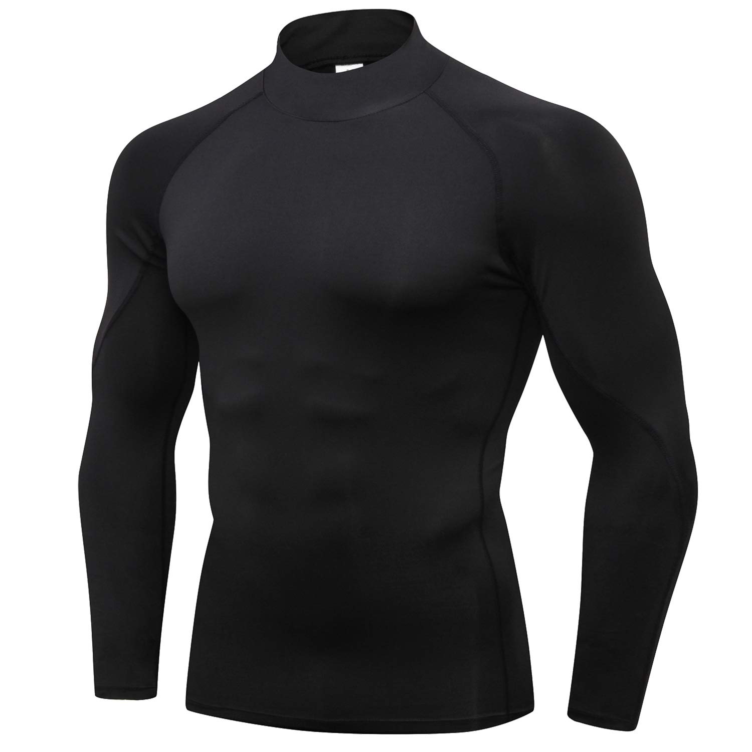 【送料無料】[Sillictor] スポーツインナー メンズ 長袖 ハイネック コンプレッション トップス スポーツシャツ パワーストレッチ アンダーシャツ [UVカット・冷感速乾] 1058blk-blk-L