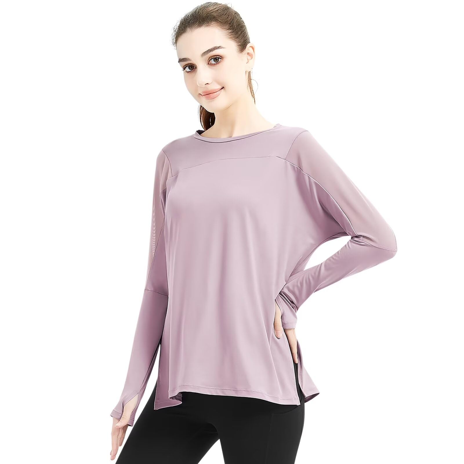 【送料無料】[Sillictor] スポーツシャツ ヨガウェア レディース 長袖 スポーツ Tシャツ トレーニングウェア トップス UVカット 【冷感速乾＆通気防臭】 ycCX030pu-L