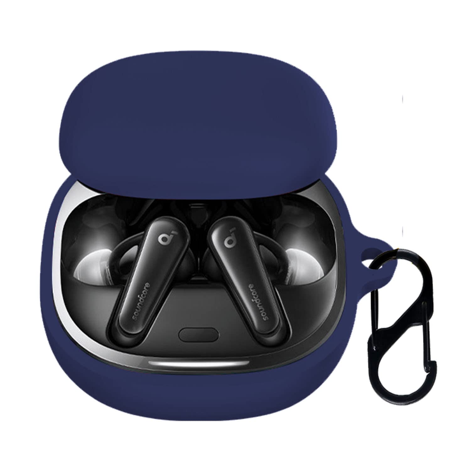 【送料無料】Anker Soundcore Liberty 4 用 ケース カバー 【NOUKAJU】ワイヤレス イヤーホン シリコン 保護ケース 落下防止 キズ防止 耐衝撃 装着充電可能 防水 防塵 カラビナ付き (ブルー)
