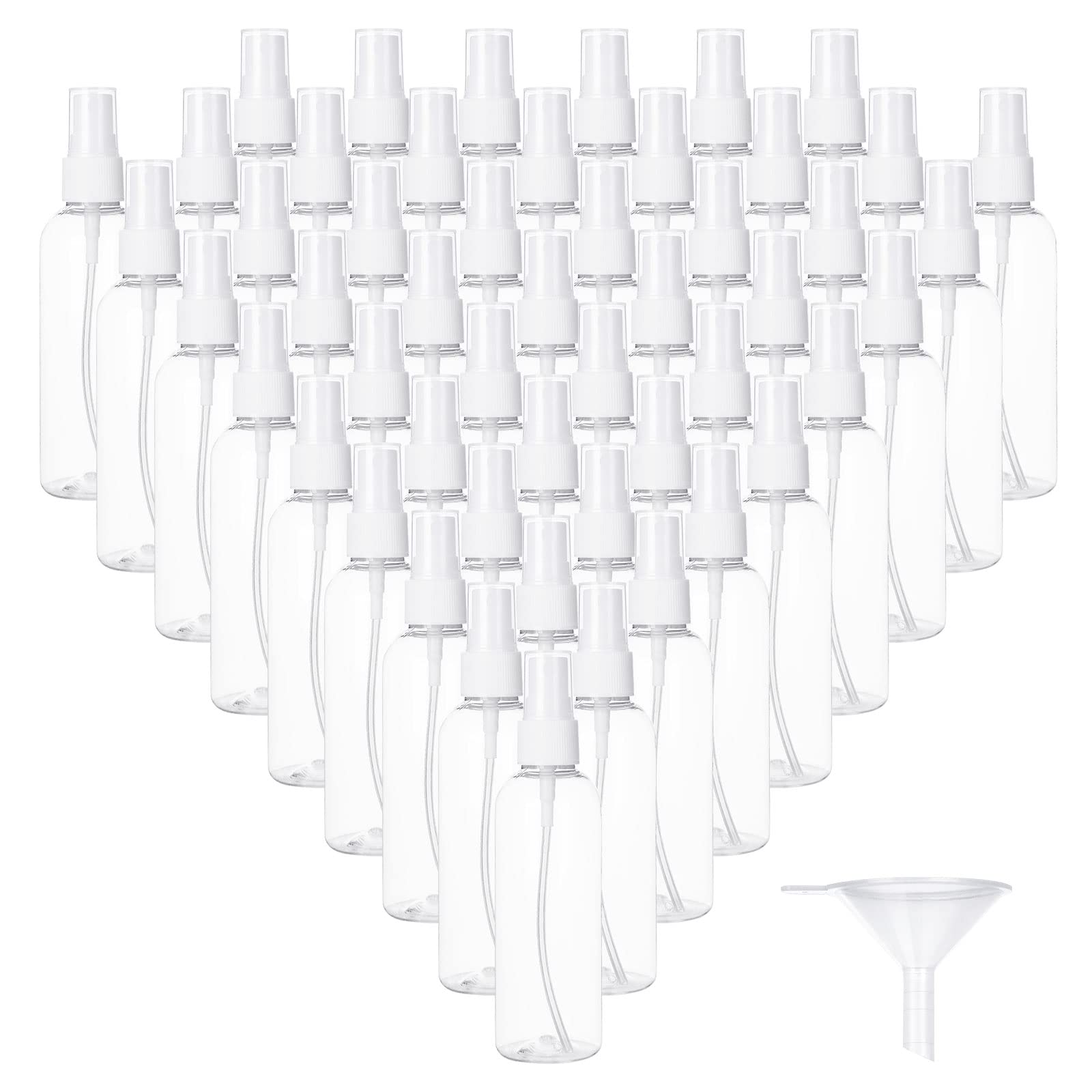 【送料無料】RILIHII 【50個セット】100mlスプレーボトル アルコール スプレーボトル 詰替漏斗付き 霧吹き 極細ミスト 手指消毒詰め替え 多機能詰替ボトル PET素材 漏れ防しデザイン小分けボトル 旅行用 アルコール対応 透明
