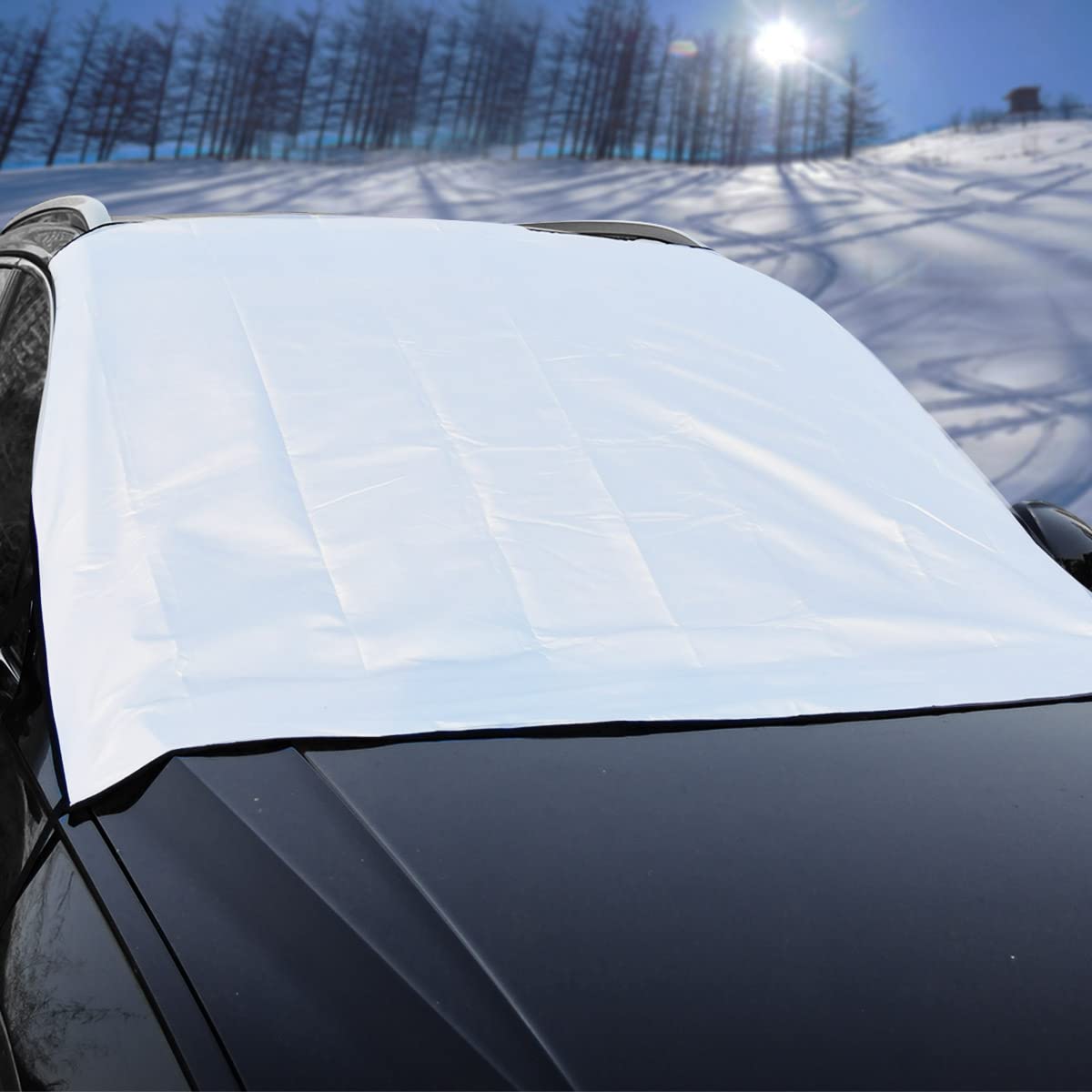 【送料無料】LINFEN カーフロントガラスカバー 裏側起毛 頑丈 超厚い 保護 防風 防雪 UVカ ...