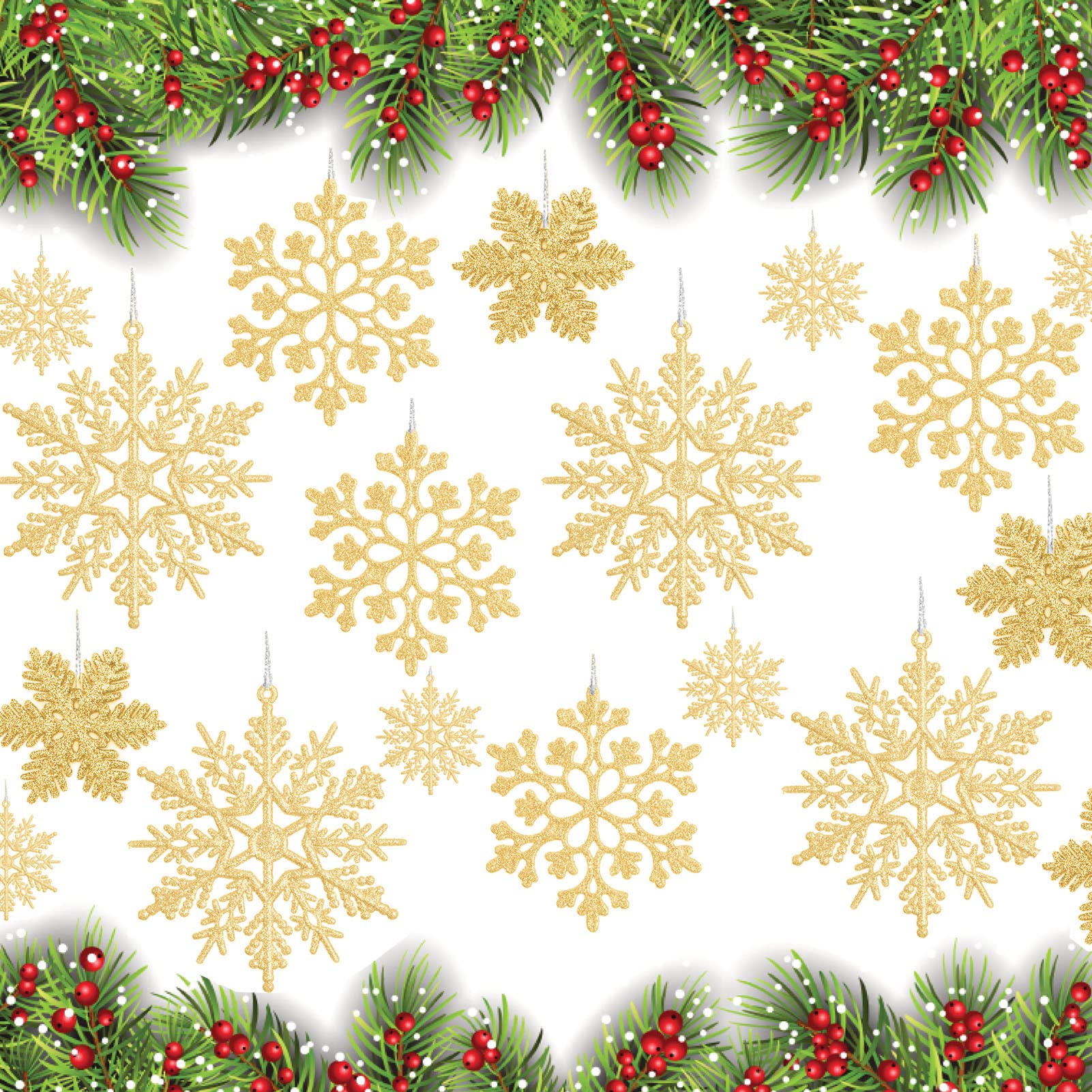 【送料無料】Sitengle クリスマスツリー飾り 雪の結晶 36個セット クリスマスオーナメント スノーフレーク飾り キラキラ クリスマス 飾り付け 雑貨 新年 クリスマス パーティー 飾り 店舗装飾 クリスマス 飾り (ゴールド)