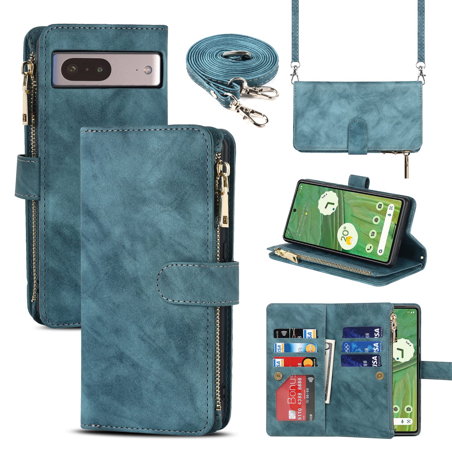 【送料無料】Sailortech Google Pixel 7 ケース 手帳型 ピクセル 7ケース ピクセル 7 カバー合成PUレザー 財布型 内蔵マグネット 留め具装備 スマホケース カード収納 横置きスタンド 機能 小銭入れ ジッパーポケット付き 全面保護 耐久性 耐衝撃 防塵 マグネット式 グー