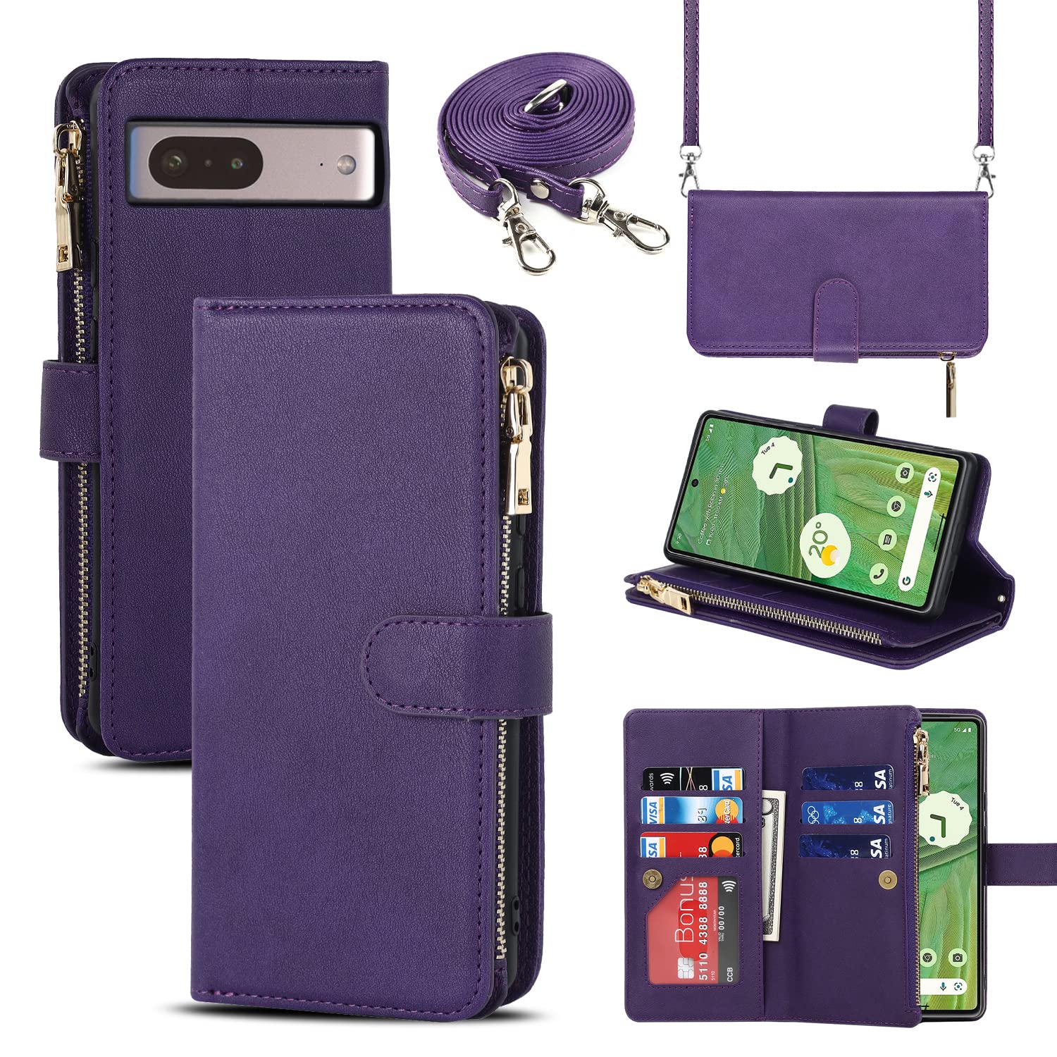 【送料無料】Sailortech Google Pixel 7 ケース 手帳型 ピクセル 7ケース ピクセル 7 カバー合成PUレザー 財布型 内蔵マグネット 留め具装備 スマホケース カード収納 横置きスタンド 機能 小銭入れ ジッパーポケット付き 全面保護 耐久性 耐衝撃 防塵 マグネット式 グー