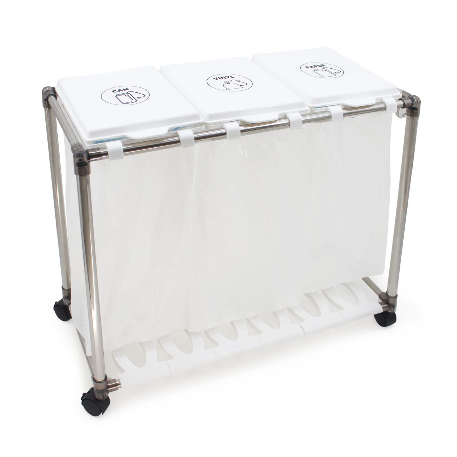 【送料無料】SONGWAY ゴミ袋ホルダー 蓋つきゴミ箱 3分別 30Lゴミ袋ホルダー 分別ごみ箱 キャスター付..