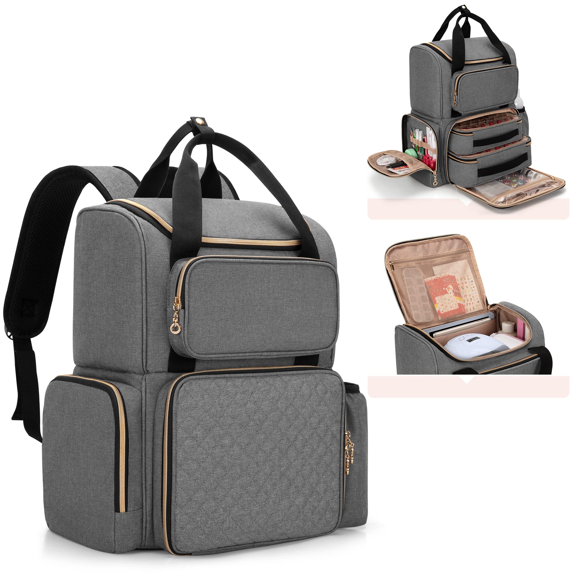 【送料無料】[Luxja] マニキュア収納 リュック 70ボトル用 仕切り 2つの取り外し可能なポー ...