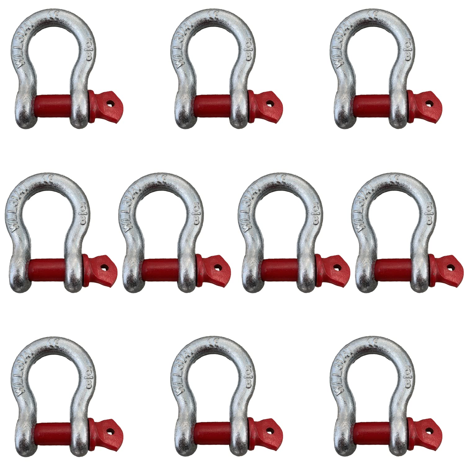 【送料無料】HELIX 鍛造シャックル 弓型 3.25ton 10個セット