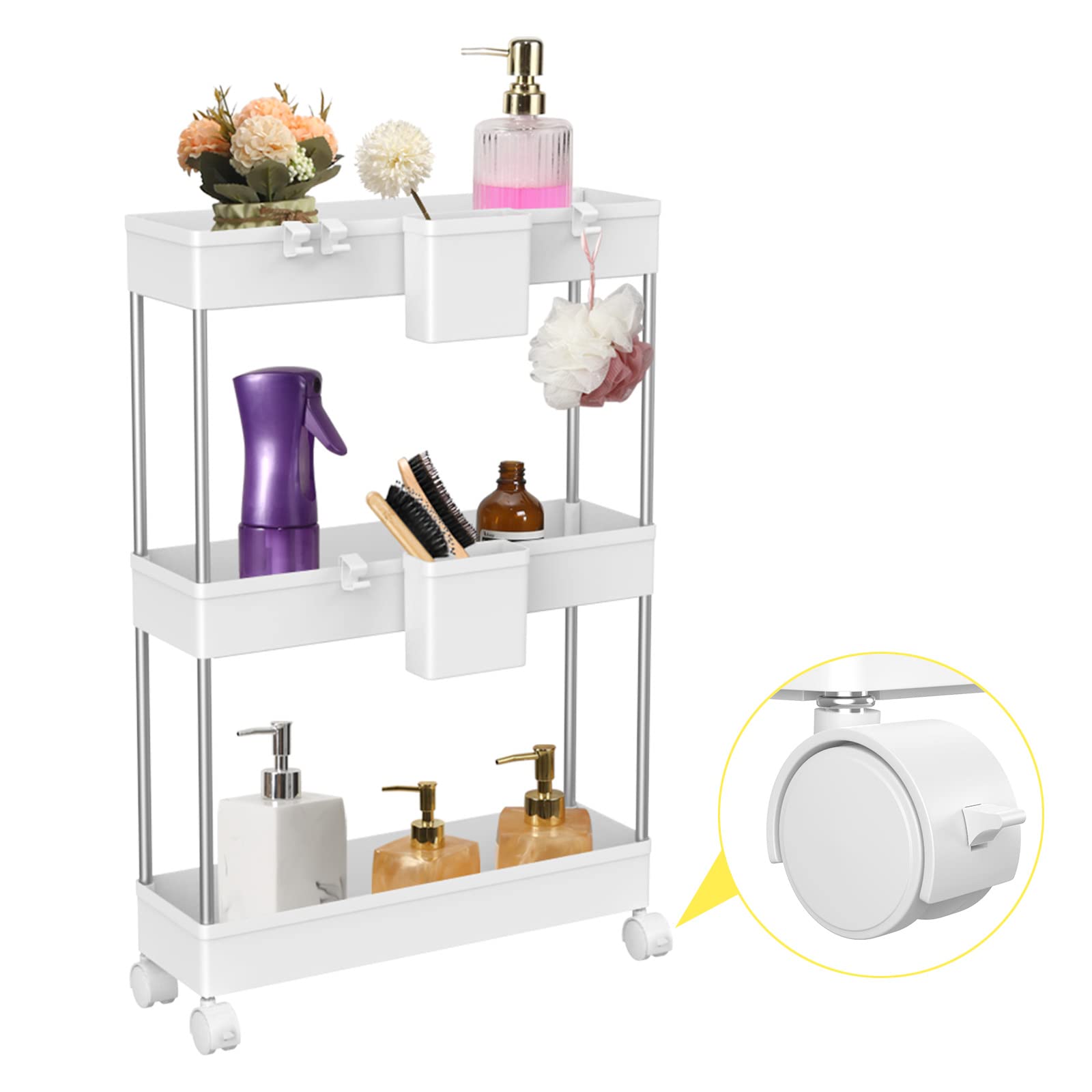 【送料無料】Goowin キッチンワゴン 12cm 隙間収納 キャスター付き スリム 収納 棚 洗面所 冷蔵庫横 洗..