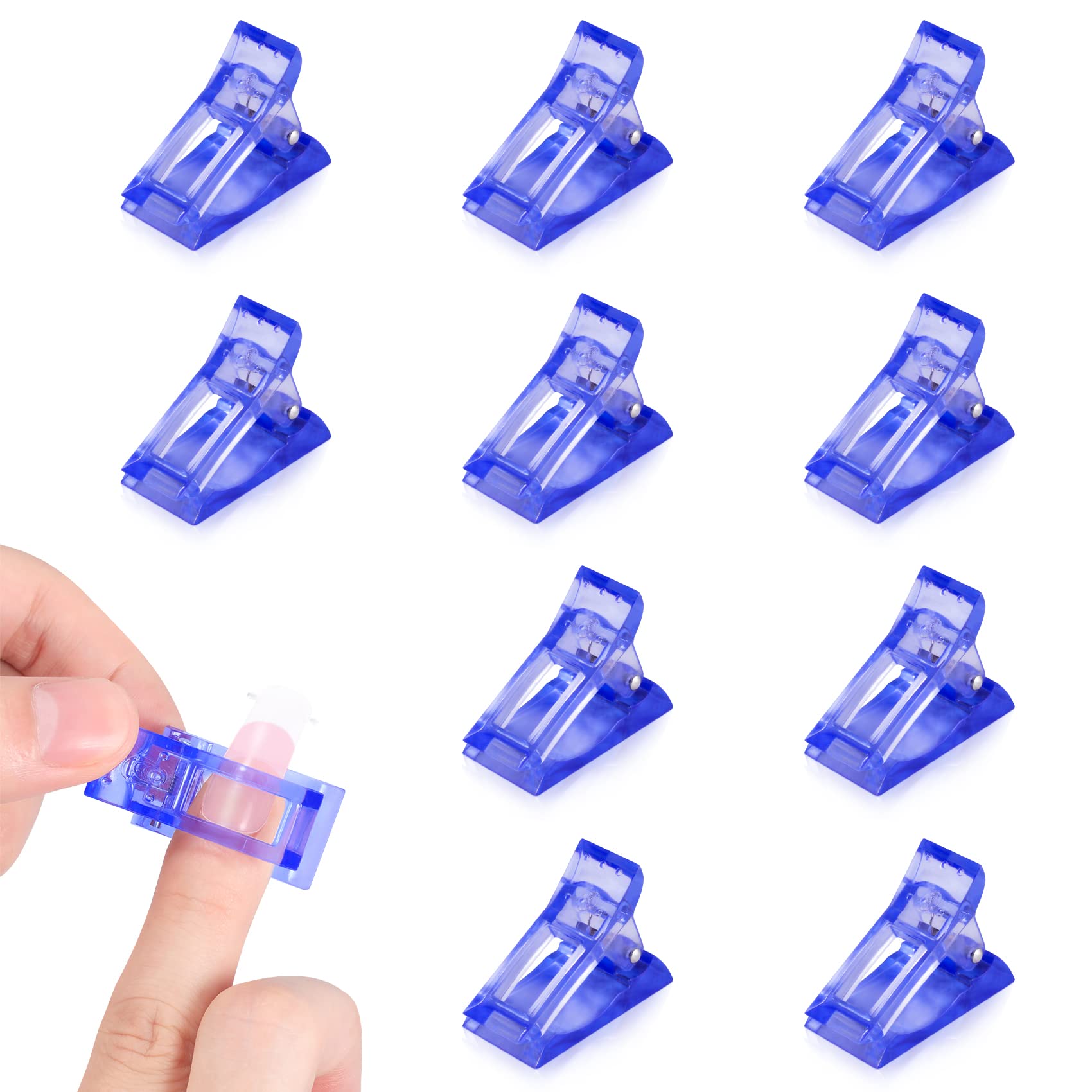 【送料無料】Annhua ネイルクリップ ポリジェル クリップ 10個セット ネイルチップクリップ ネイル延長 プラスチック製 ジェルネイル クリップ ネイル挟む ネイル固定クリップ セルフネイル ブルー
