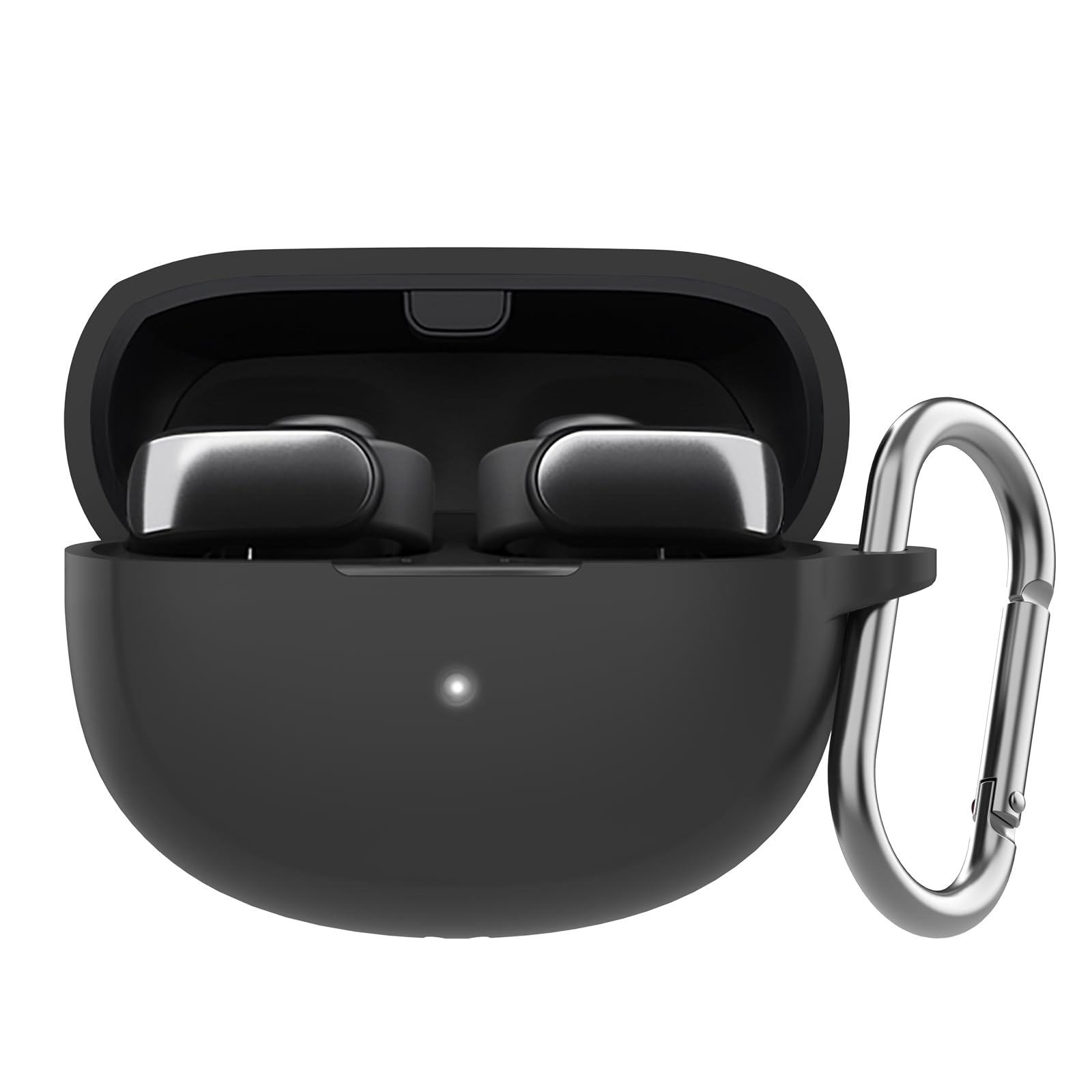 【送料無料】AHASTYLE Bose Ultra Open Earbuds (2024) 用シリコンケース [追加された金属カラビナ] 耐衝撃フル保護スキンケースカバー 互換性 NEW Bose Ultra Open Earbuds 2024（ブラック）