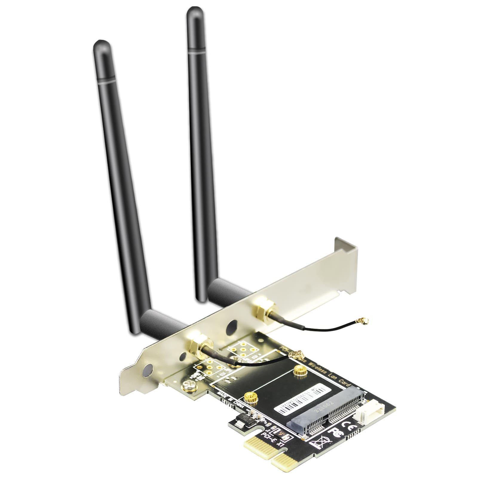【送料無料】GLOTRENDS WA02 Mini PCIe - PCIe X1 WiFiアダプタ、ハーフハイMini PCIe WiFi 4/5/6/6e/Coral TPU モジュール用、3.5 dBi SMAアンテナ付属