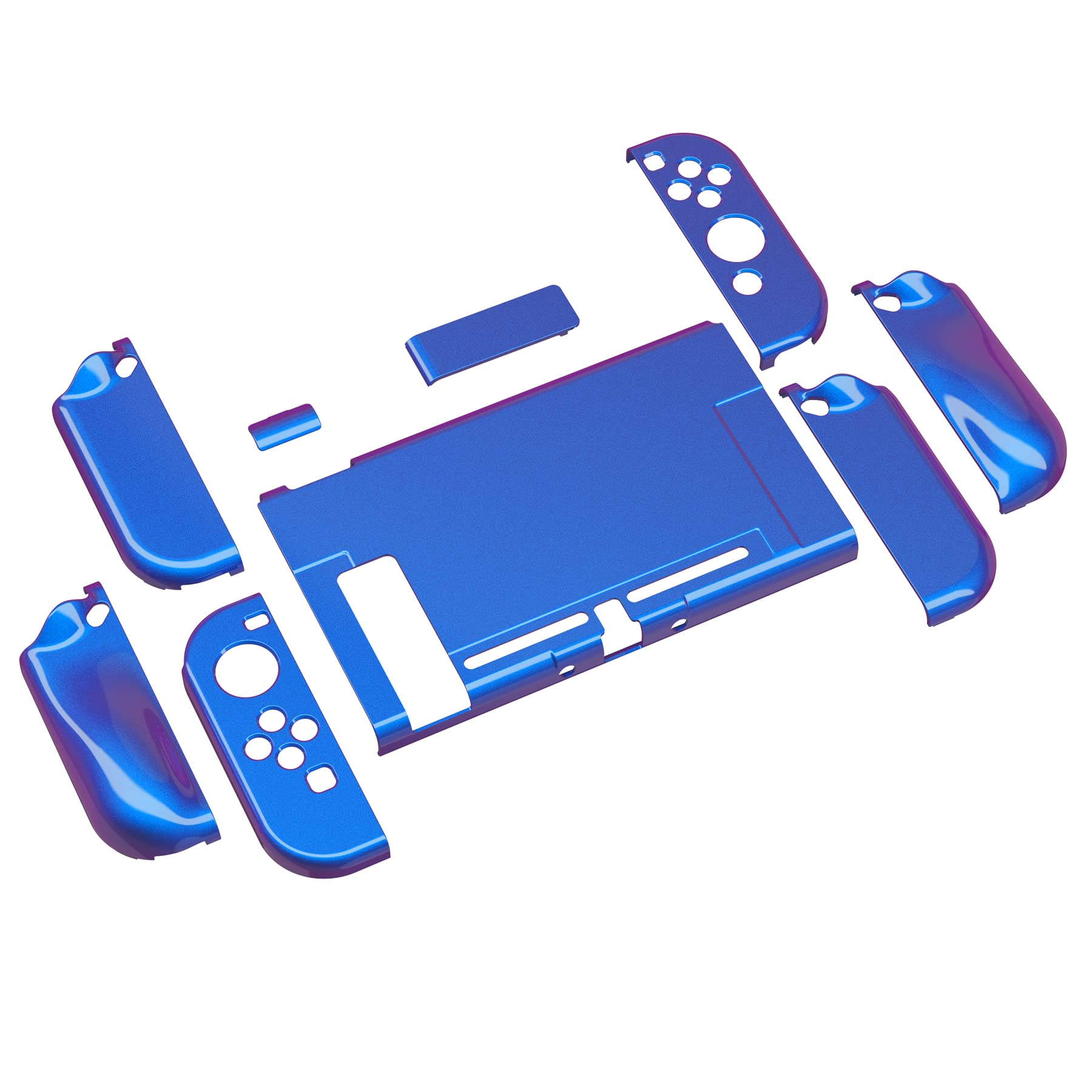 【送料無料】PlayVital AlterGrips Nintendo Switchに対応用人間工学に基づいたグリップカバーと保護シェル、ジョイコンのシェル＆グラスフィルム＆サムライカバー＆ボタンキャップは付属しています【カメレオンパープルブルー】