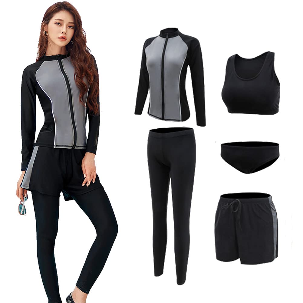 【送料無料】[AILITI] 水着 レディース 5点セット 体型カバー フィットネス 水着 タンクトップ ラッシ..