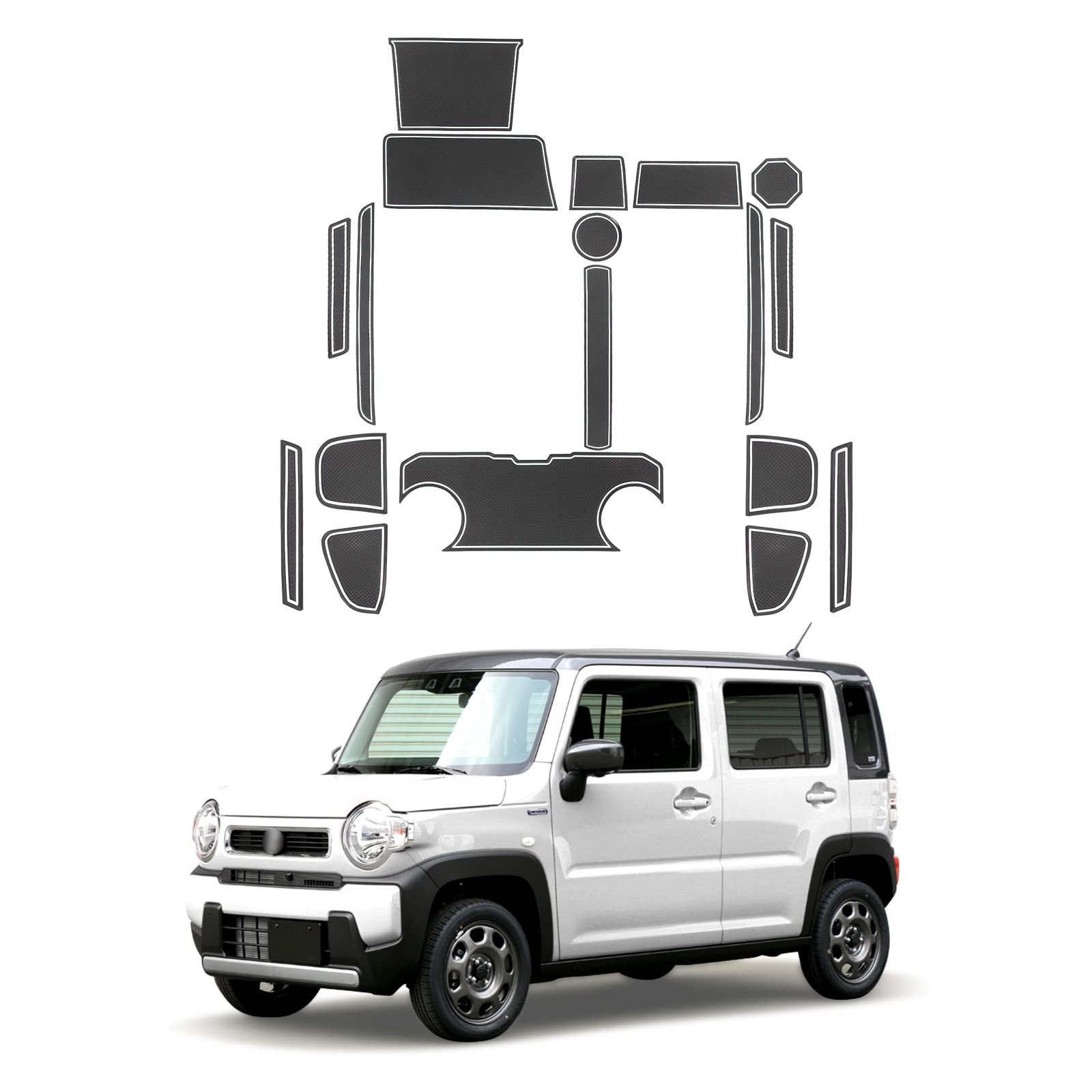 【送料無料】【LFOTPP】 スズキ ハスラー MR52S / 92S 専用 インテリアラバーマット コンソールマット ドアポケットマット 内装パーツ ノンスリップマット ドレスアップパーツ アクセサリー 車種専用設計 (ホワイト)