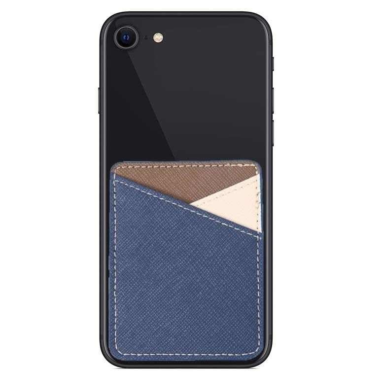 【送料無料】[Hope Retailer] スマホカードケース PUレザー シール型 カード入れ カード収納 定期入れ (Blue)