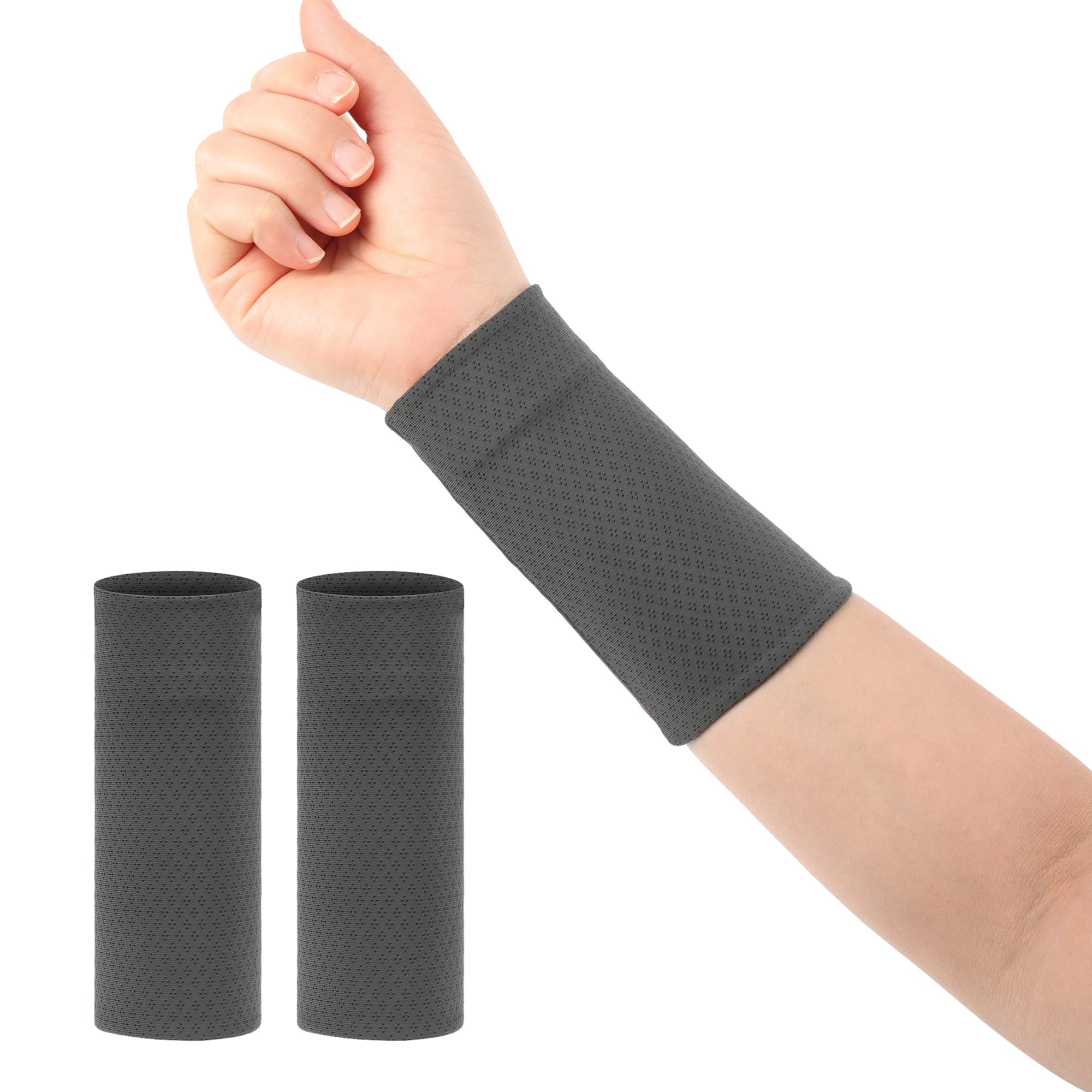 【送料無料】MIAODAM リストバンド 薄手 野球 ロング 冷感 夏用 アイスバンド 冷却バンド 通気性あり 伸縮性あり 吸汗速乾 おしゃれ (12cm, グレー)