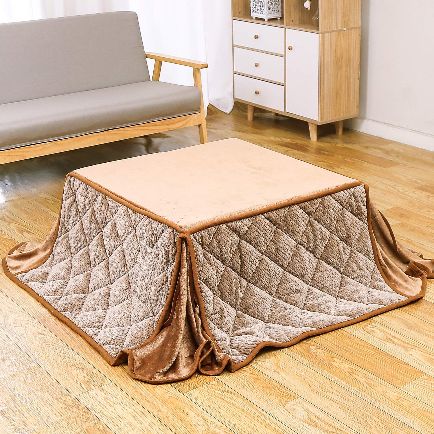 【送料無料】JEMAジェマ 省スペース こたつ布団 こたつ掛け布団 掛け布団単品 長方形 ふわふわ感触フランネル生地 ケーブル ベージュ 約160x190cm 洗える