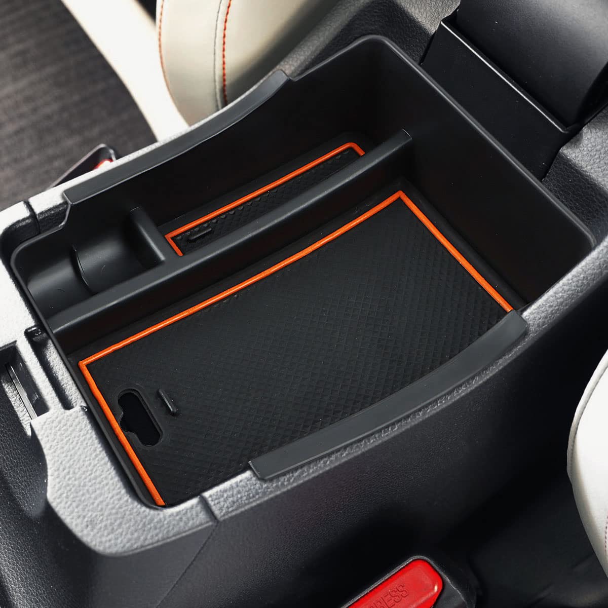 【送料無料】Marchfa 新型 ホンダ ヴェゼル RV系 専用 コンソールボックス センターコンソール コンソールトレイ アクセサリー 小物入れ ABS素材 充電USB機能 ガタガタ音なし 内装パーツ カスタムパーツ (レッド)