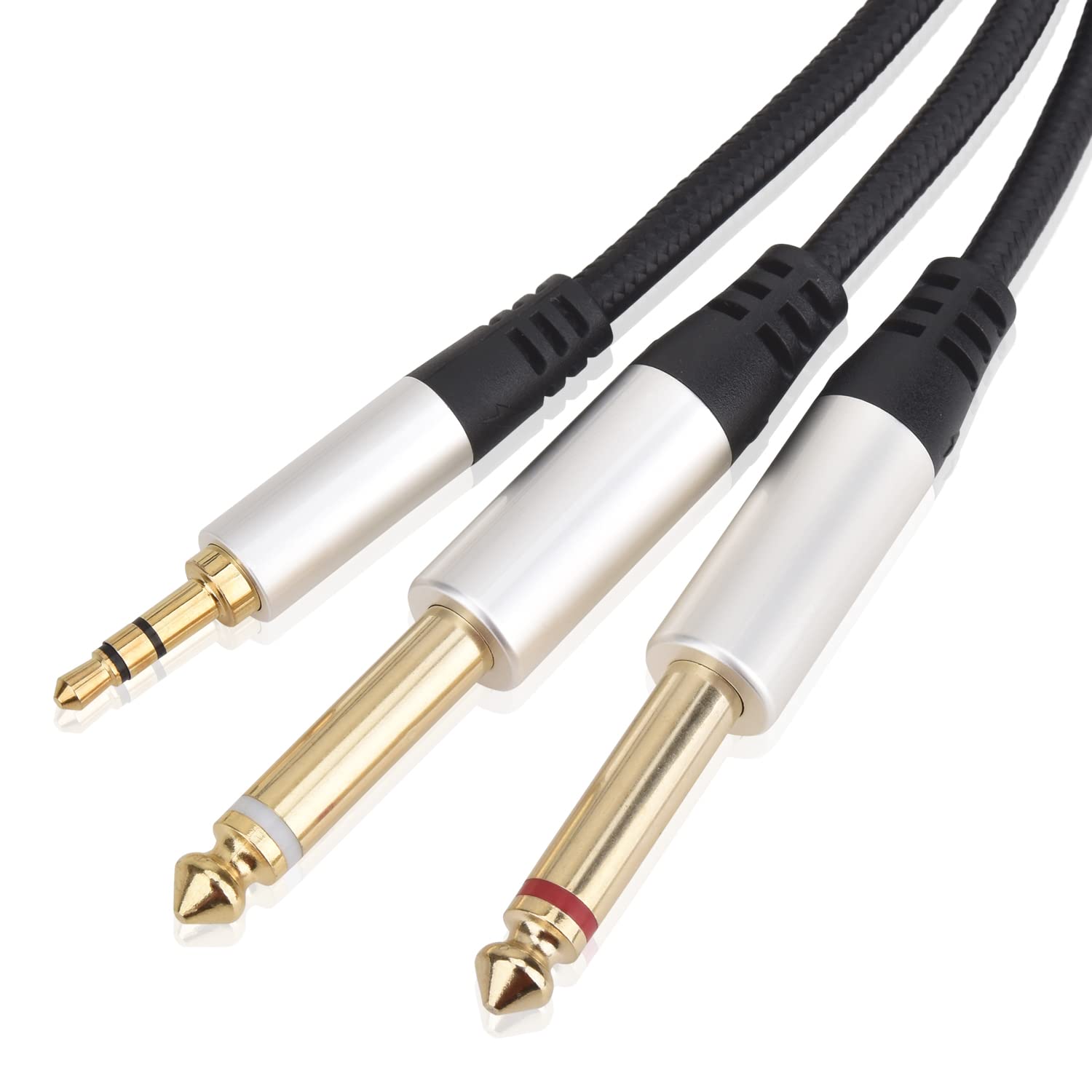 【送料無料】【LCYOUTH】オーディオケーブル 3.5mm to 6.35mm 変換ステレオミニプラグ 2分配 変換ケーブル オス-オス HIFI ナイロン編組 HIFI スマートフォン PC CDプレーヤー スピーカー アンプ 等に適用 (5M)