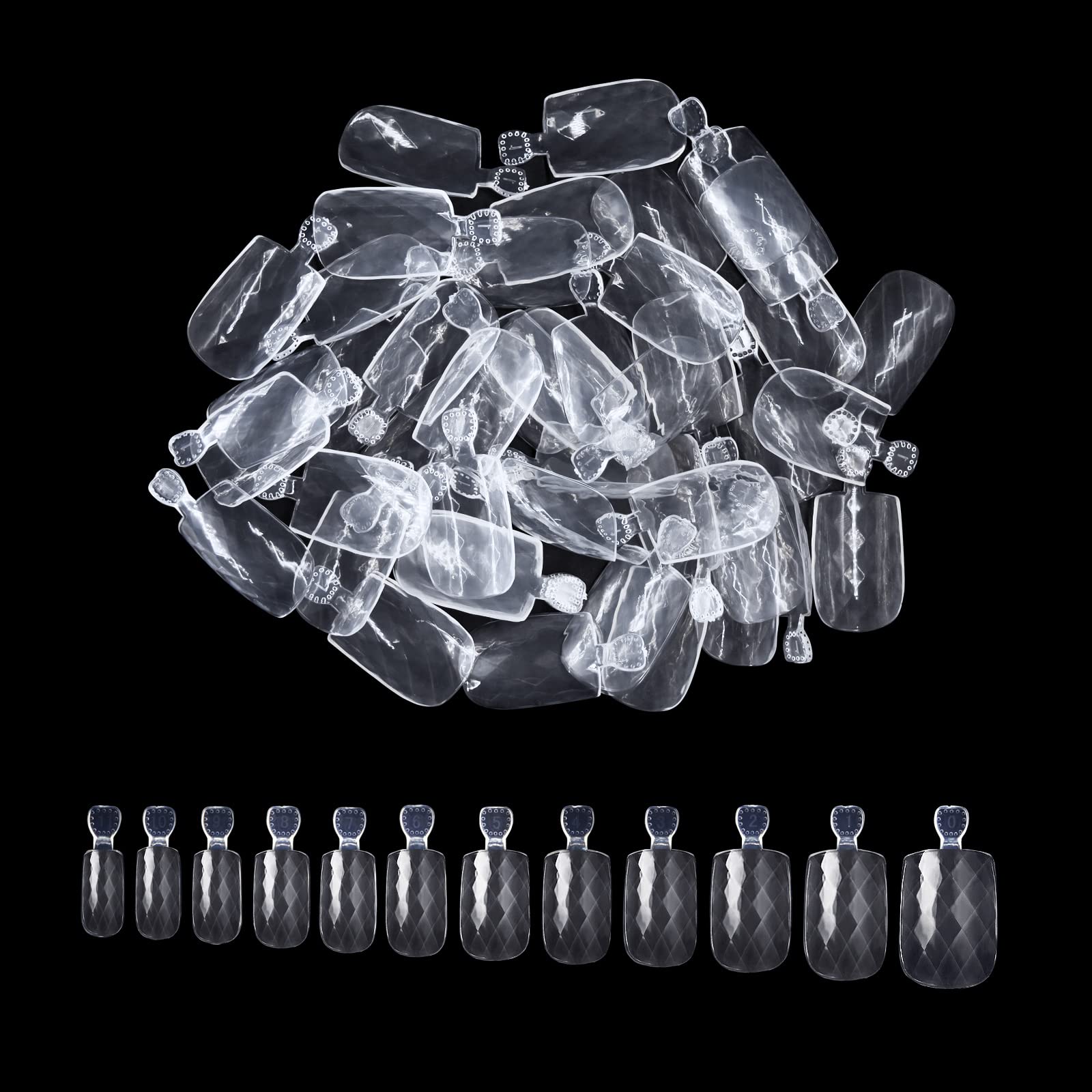 【送料無料】ネイルチップ MUNCVY オーバルチップ 菱形クリア ネイル用品 12サイズ 無地 デコレーション ショート付け爪 練習用 爪にピッタリ ネイルアート 600枚入れ 透明