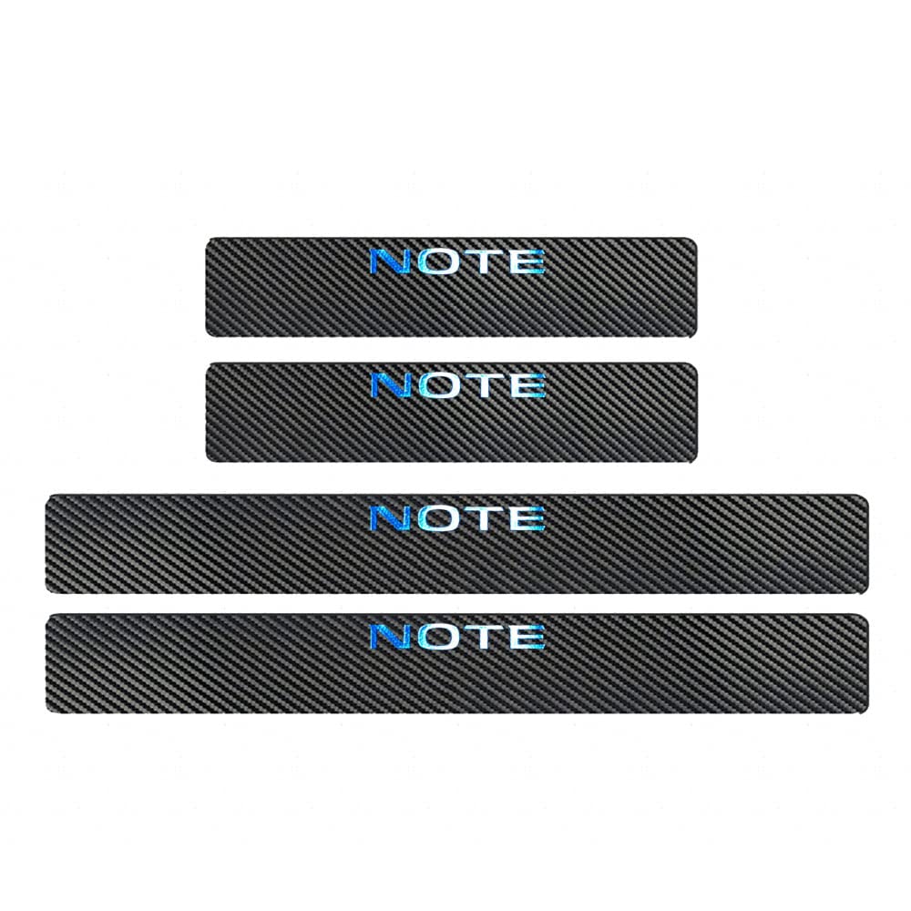 【送料無料】【BOYOUS最新型】日産 新型ノート E13系（2020年12月〜）専用 スカーボン調の革 スカッフプレート・サイドステップ 金箔ホットプレスロゴ 車用内装パーツ 防キズ 防汚れ 4点セット（ブルー）