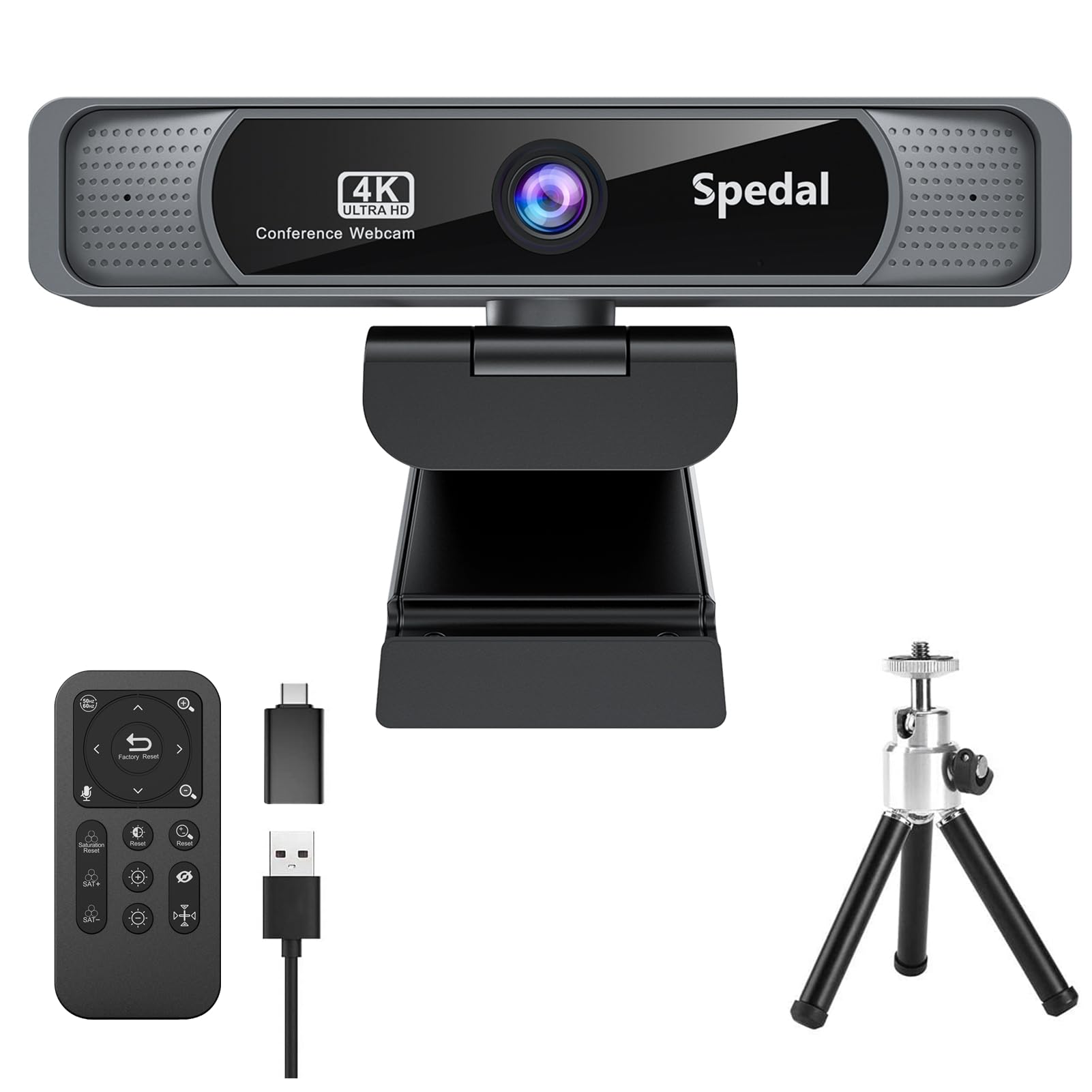 【送料無料】Spedal 931 Webカメラ 4K UHD 800万画素 広角 会議カメラ 4倍ズーム リモコン&三脚付き マイク内蔵 USB プラグ&プレイ 4Kウェブカメラ PCカメラ オンライン授業/ウェブ会議/テレワーク MAC OS, Windows, Youtube, Skype, Facebook, Zoom, Facetimeなど対応