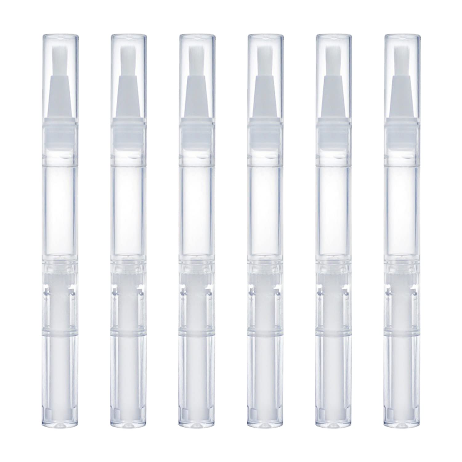 【送料無料】Doyeemei ツイストペン 6本入り 2ml 透明 詰め替え 容器 空のネイルオイルペン リップ オイル チューブ 回転式 メイク容器 ねじれブラシ ネイル ブラシペン 化粧品 ネイルオイル 香水 チューブ ブラシ 旅行 ホワイト