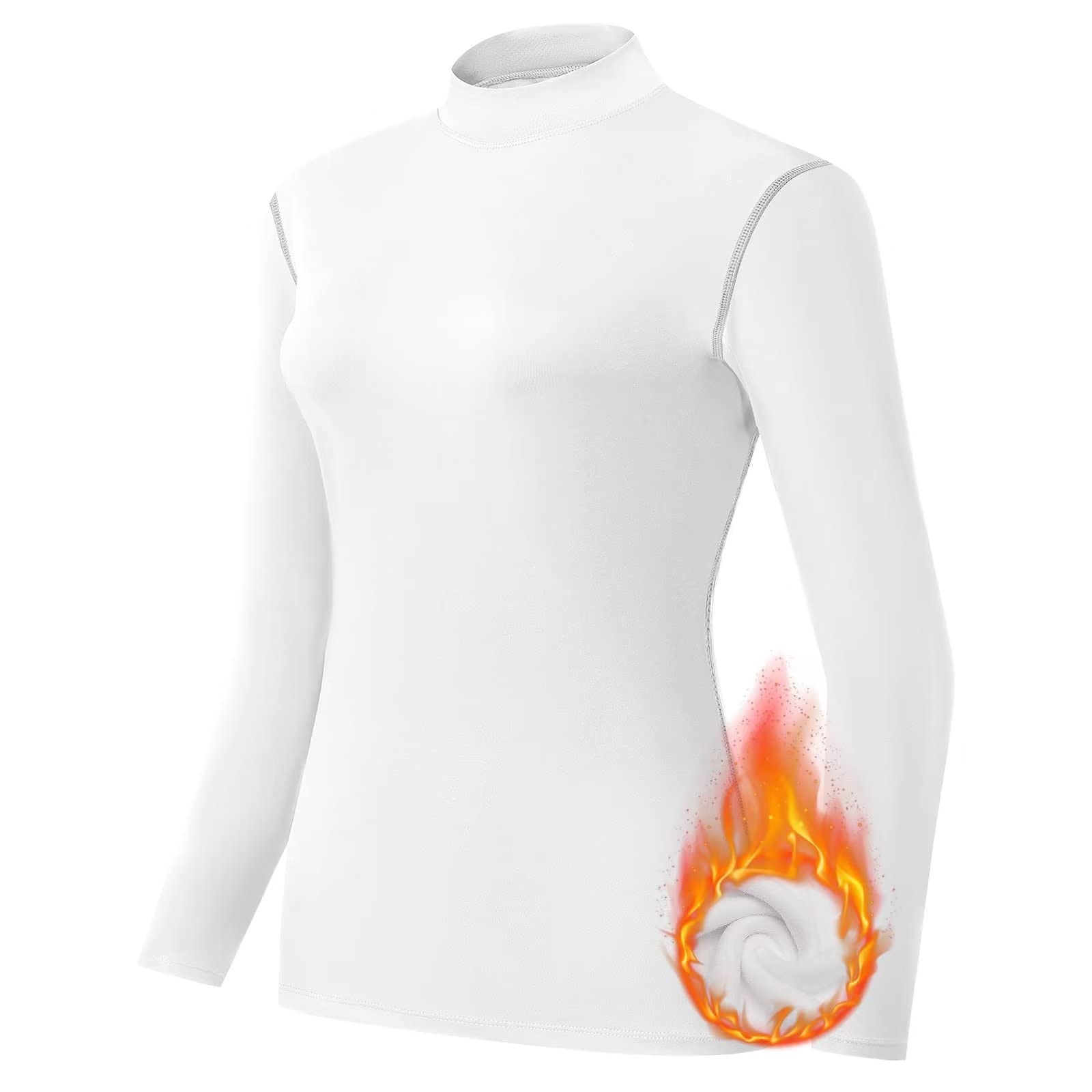 【送料無料】[Sillictor] スポーツ インナー シャツ レディース 裏起毛 ハイネック 長袖 コンプレッション トップス アンダー ウェア 【通気速乾・保温防臭】 2219 ホワイト L