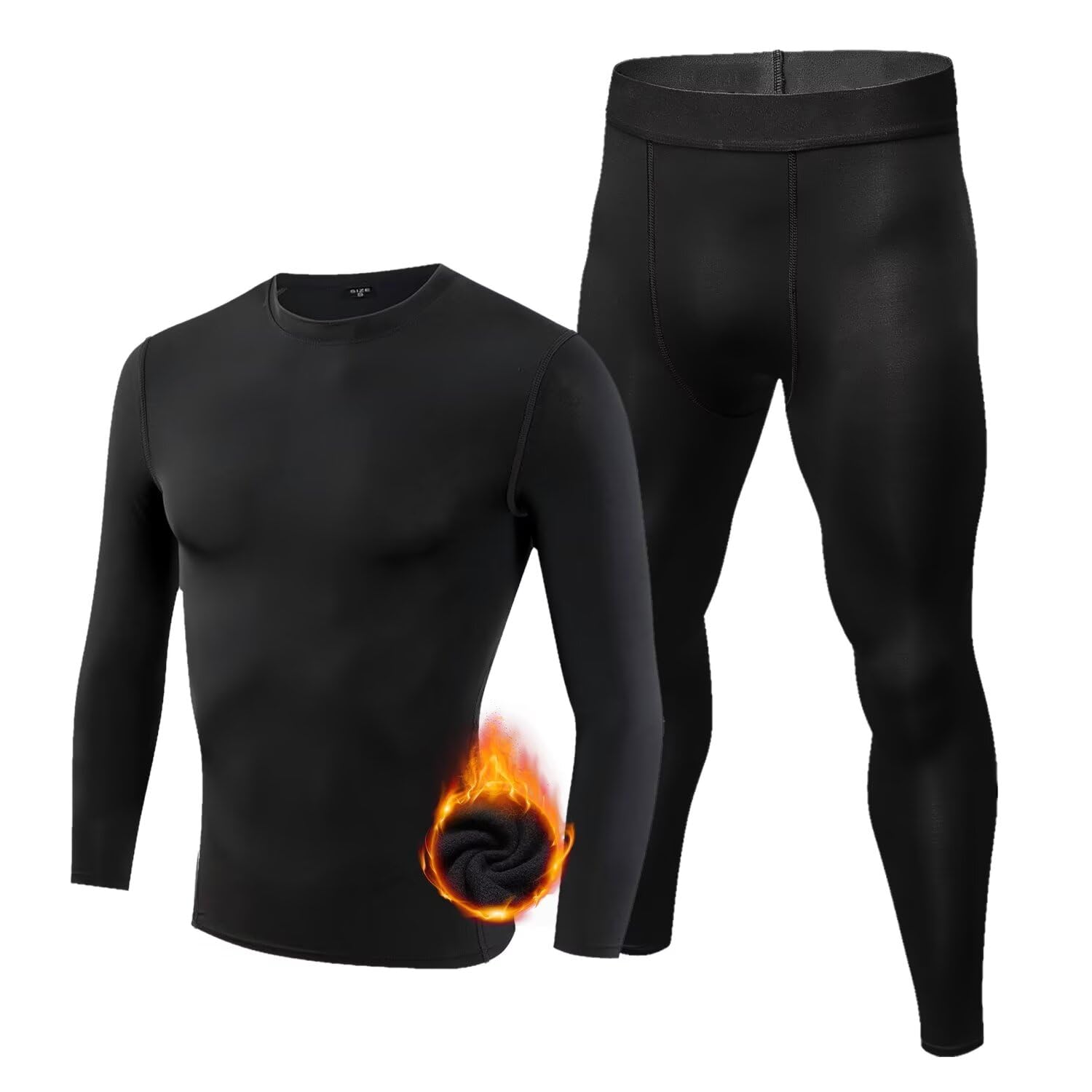 【送料無料】[Sillictor] あったかインナー 防寒肌着 上下セット メンズ 裏起毛 コンプレッション インナーシャツ + インナースパッツ 冬用 アンダーウェア スキー 山登り インナー [通気速乾 + 防寒保温] yc1021+1022blk-blk-XL