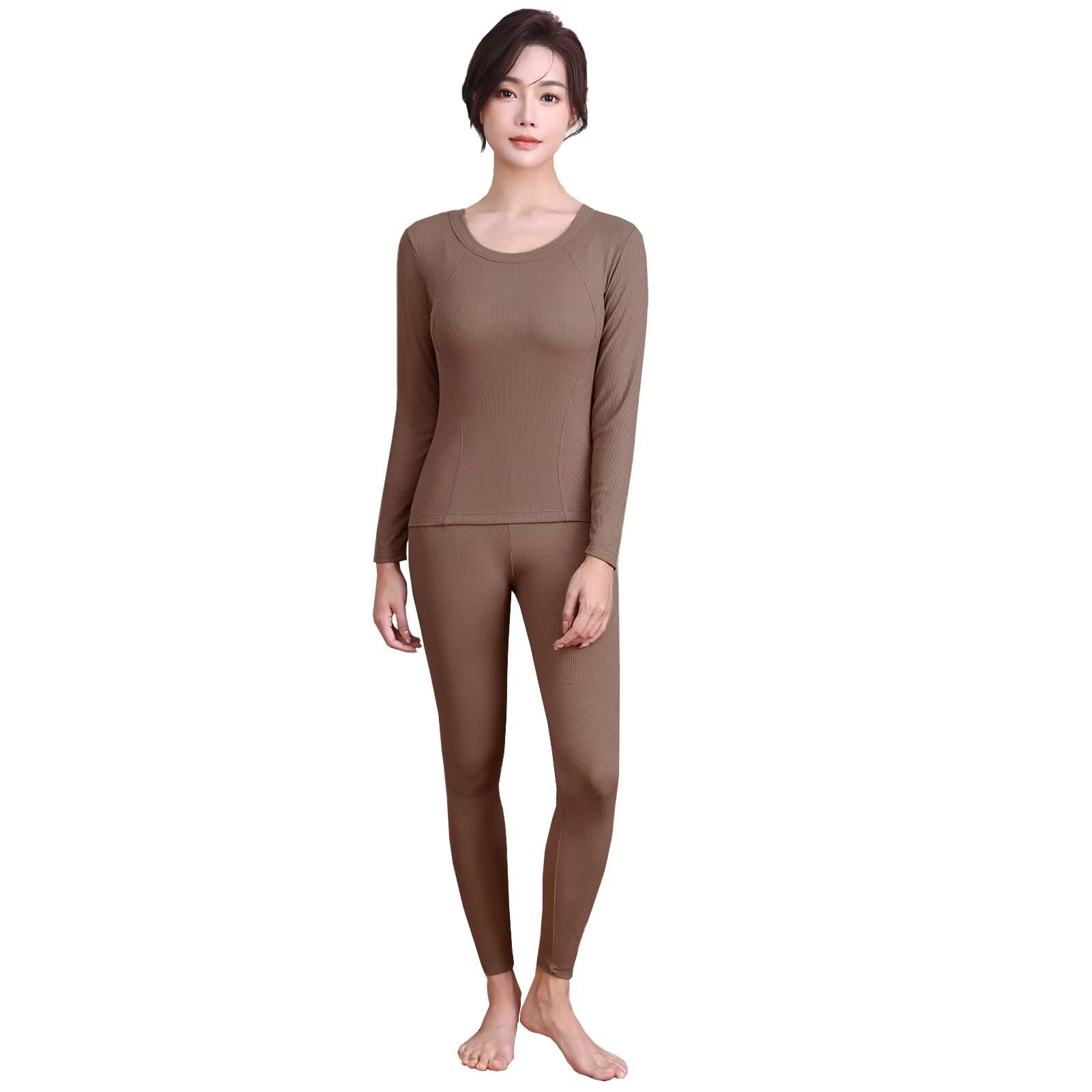 【送料無料】[Sillictor] あったかインナー 上下セット レディース クルーネック 防寒インナー 大きい..
