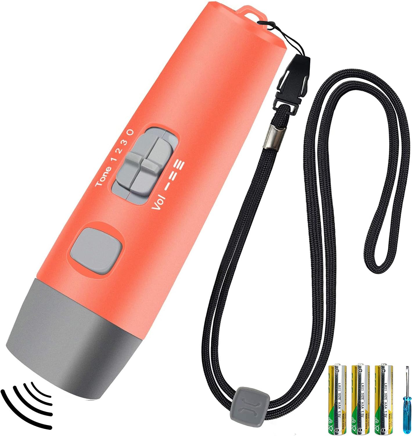 【送料無料】RICHJOLY 電子ホイッスル 電子笛 3段階 3種類ホイッスル 大音量 130db サッカ バスケットボール スポーツ 審判 団体競技 アウトドア 防災 防犯 登山 害獣 対策 3本AAA電池付き (オレンジ色)