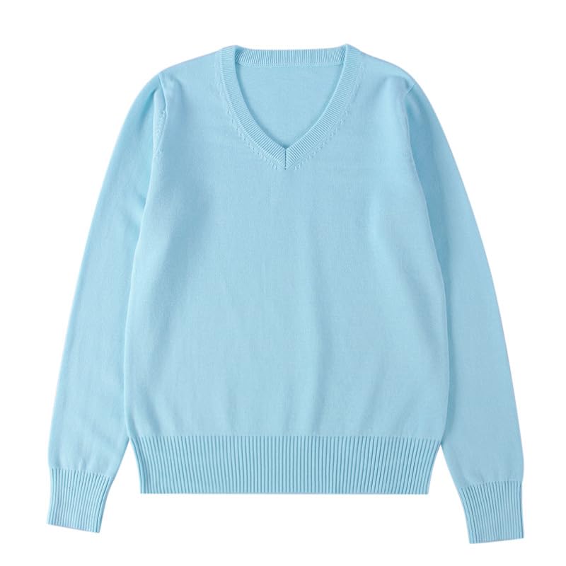 【送料無料】Blostirno スクールセーター 女子 Vネック セーター 制服 学生 無地 綿 女子高校生（JP007..