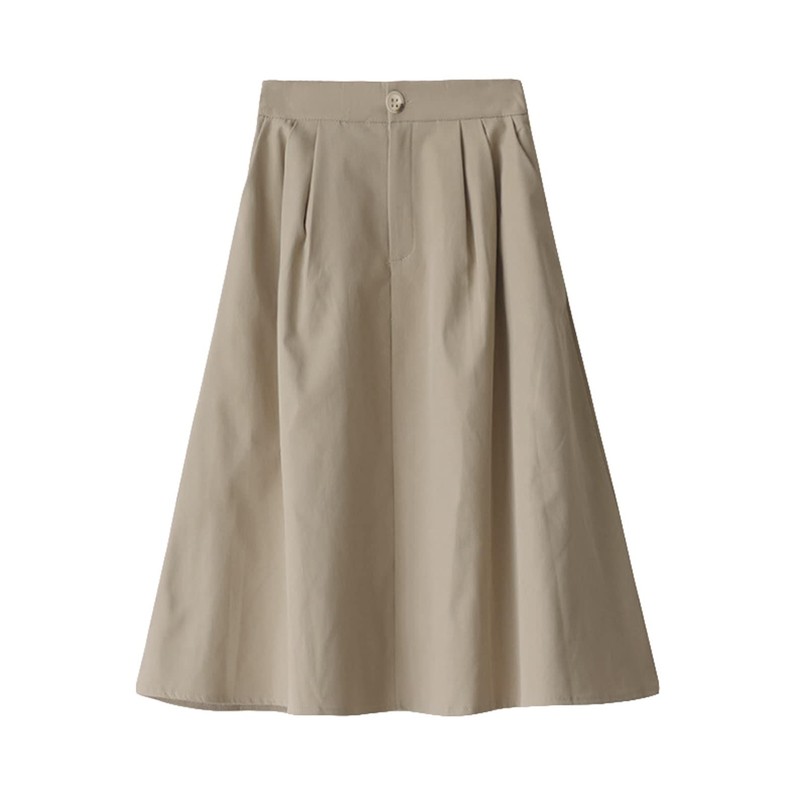 【送料無料】[Blostirno] ロングスカート レディース マキシ丈 aライン ハイウエスト ゴム おしゃれ (カーキ)