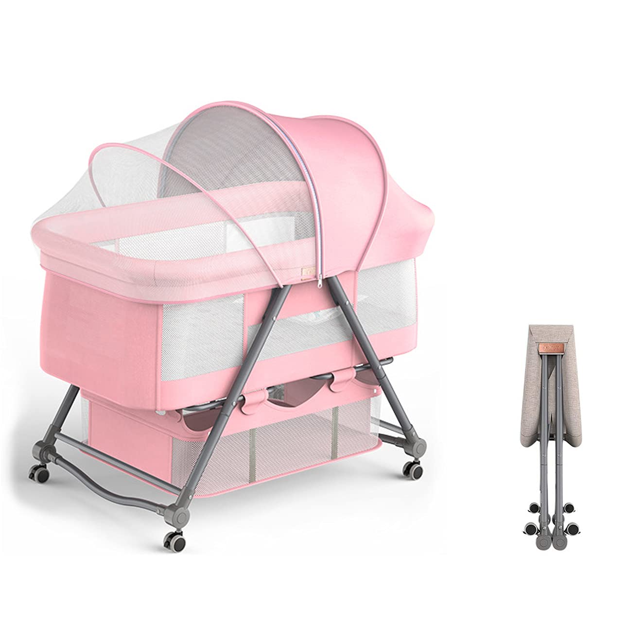 【送料無料】Luddy ベビーベッド ベビーラック ハイローベッド 折りたたみ 組み立て不要 携帯易い添い..