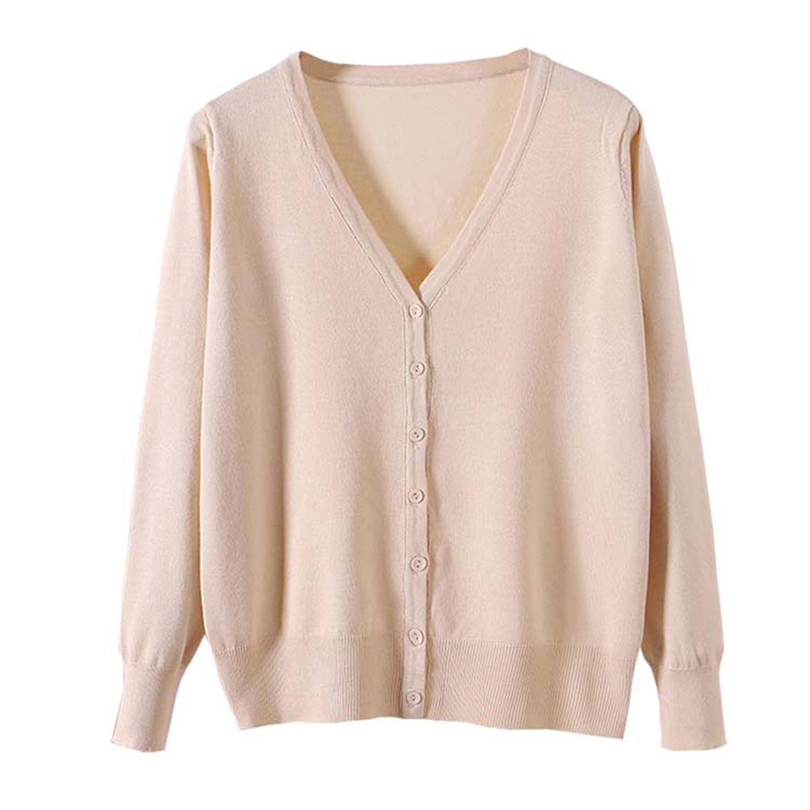 【送料無料】[Blostirno] Vネックカーディガン レディース 長袖 ニット 無地 きれいめ ベージュ（JK082..
