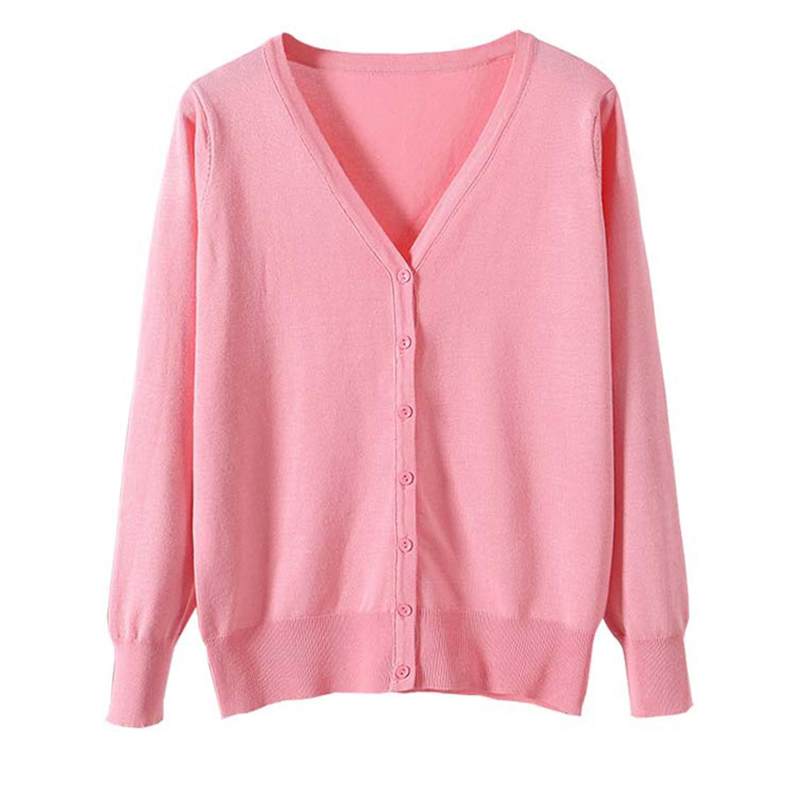 【送料無料】[Blostirno] Vネックカーディガン レディース 長袖 ニット 無地 きれいめ ライトピンク（J..