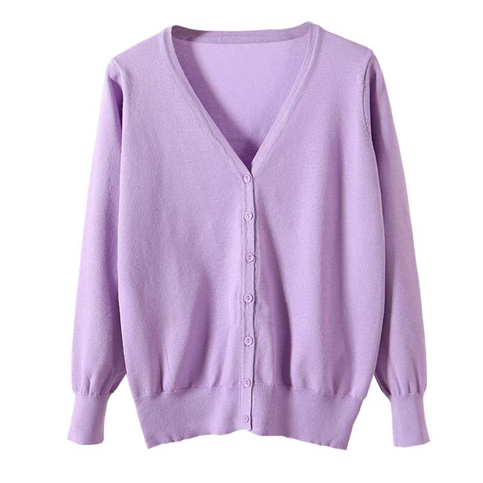 【送料無料】[Blostirno] Vネックカーディガン レディース 長袖 ニット 無地 きれいめ(JK0822PP-XL)