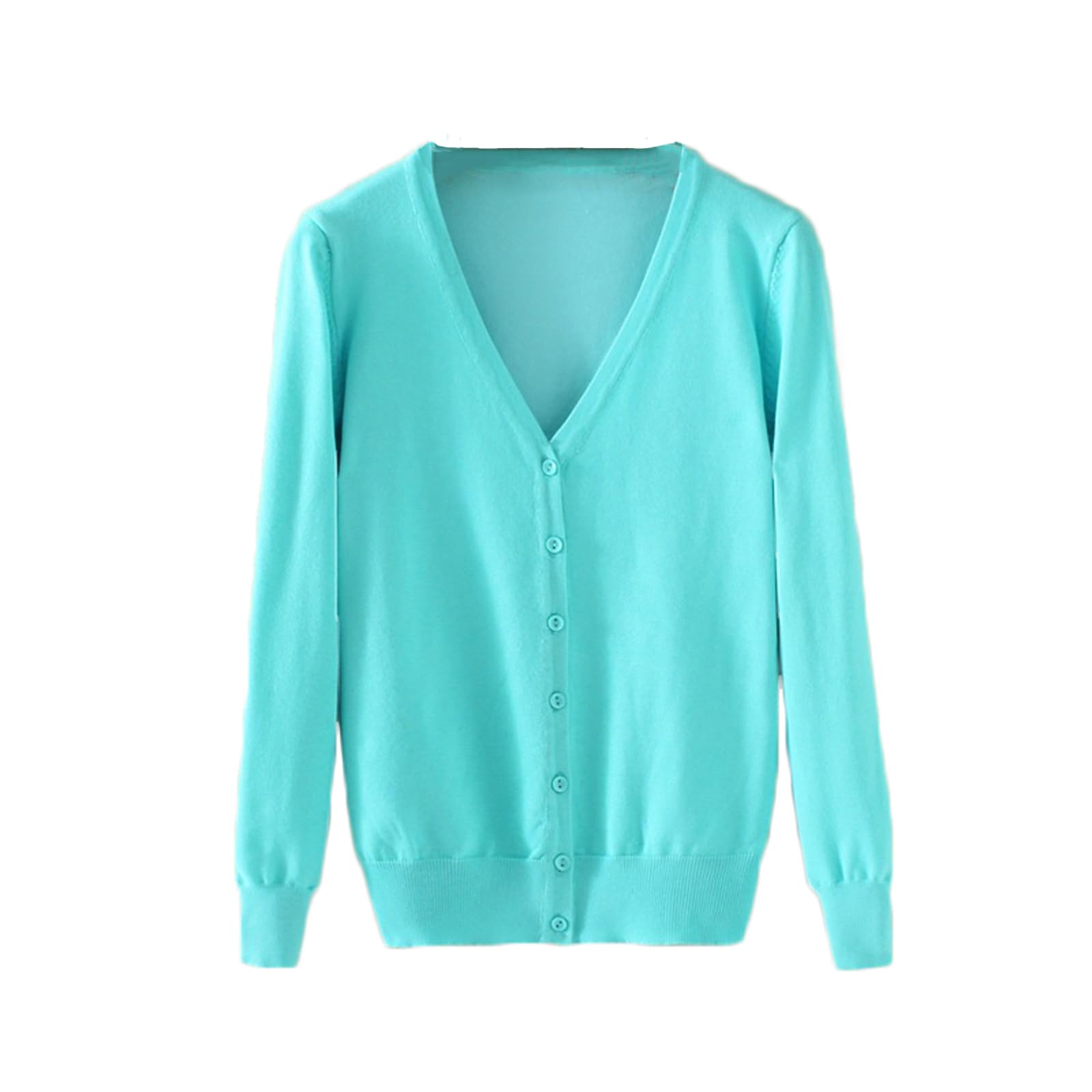 【送料無料】[Blostirno] Vネックカーディガン レディース 長袖 ニット 無地 きれいめ(JK0822LBL-3XL)