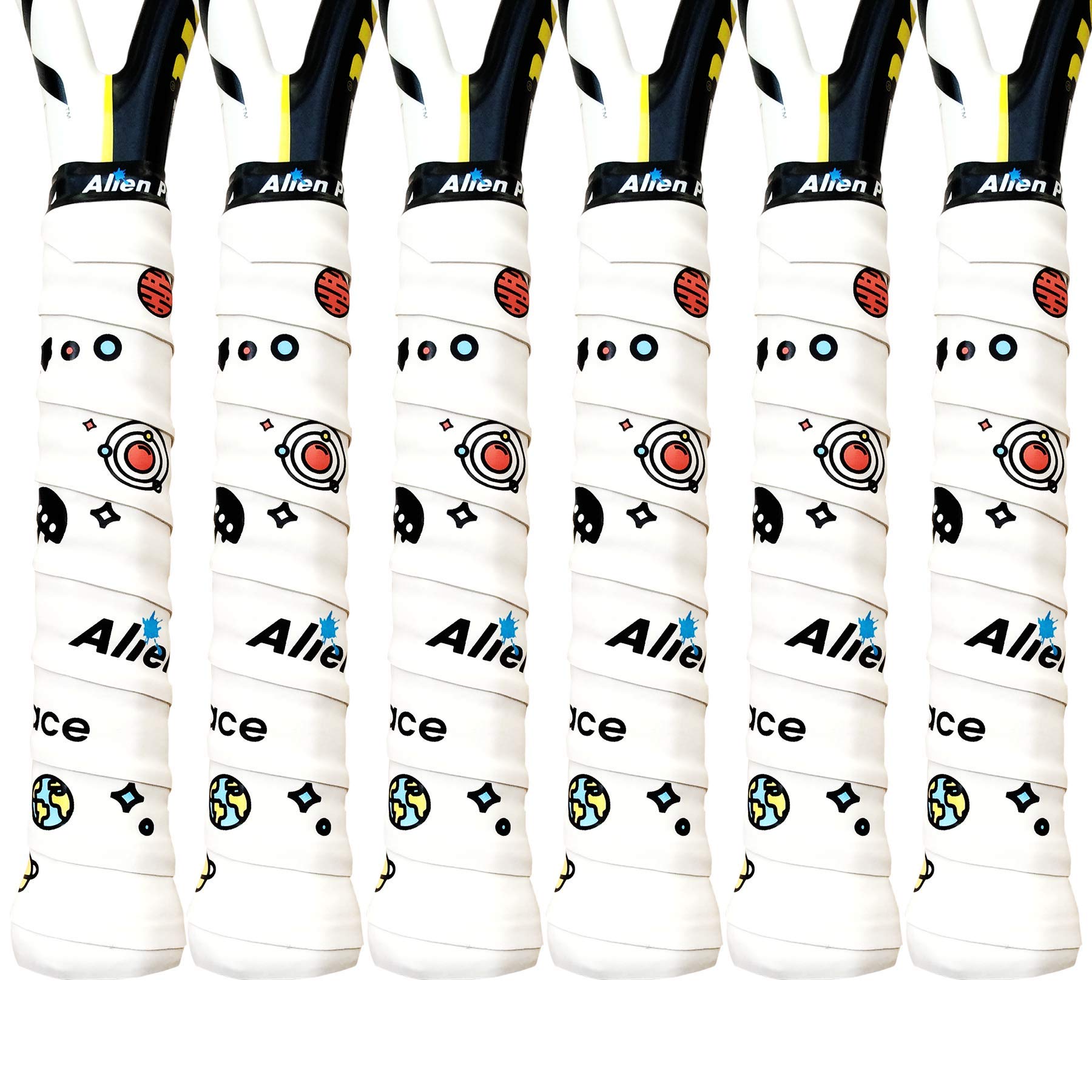 【送料無料】Alien Prosテニスラケットグリップテープ（6グリップ）-カット済みのドライタッチテニスグリップ-テニスオーバーグリップグリップテープテニスラケット-高性能のためにラケットを包みます（6グリップ）