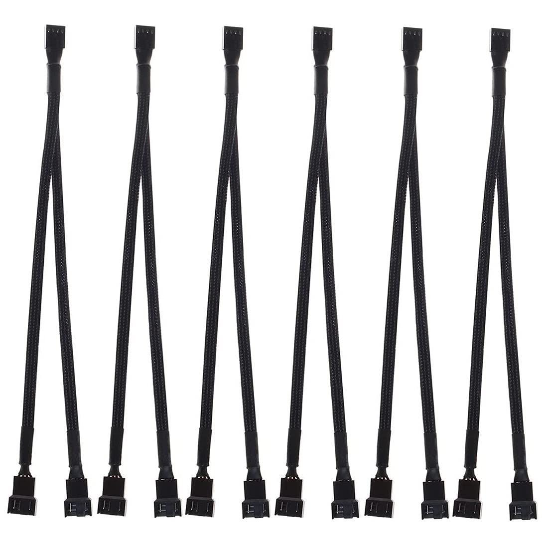 【送料無料】KILIGEN 6個 4ピンPWMファン分岐ケーブル、スリーブ付き編組アダプターコンピューターPCフ..
