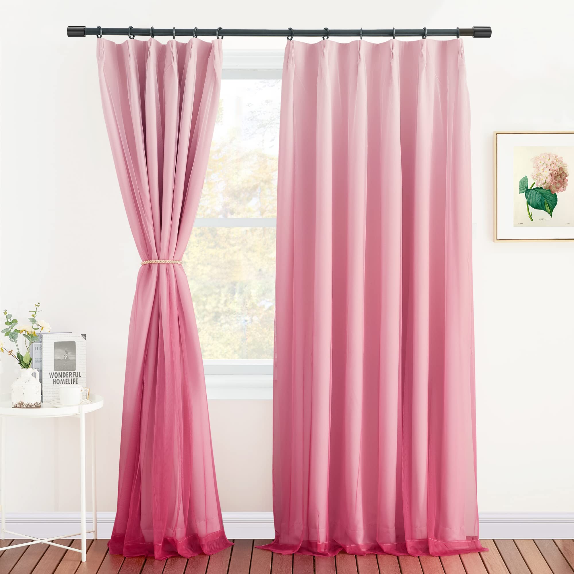 【送料無料】NICETOWN カーテン かわいい 女の子 レースカーテン おしゃれ 姫系 室内装飾  ...