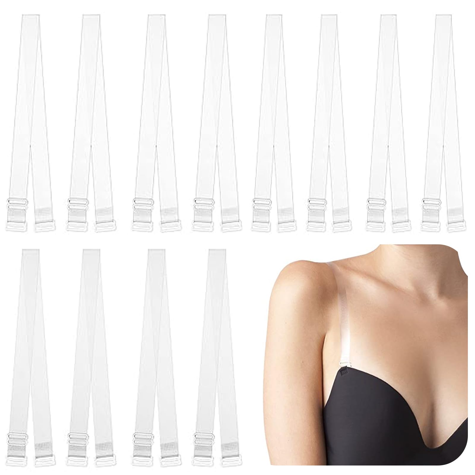 【送料無料】[YaoooosF] ブラ紐 透明 ブラストラップ 透明 ブラ紐 透明（1.2cm幅 6組）透明ストラップ ..