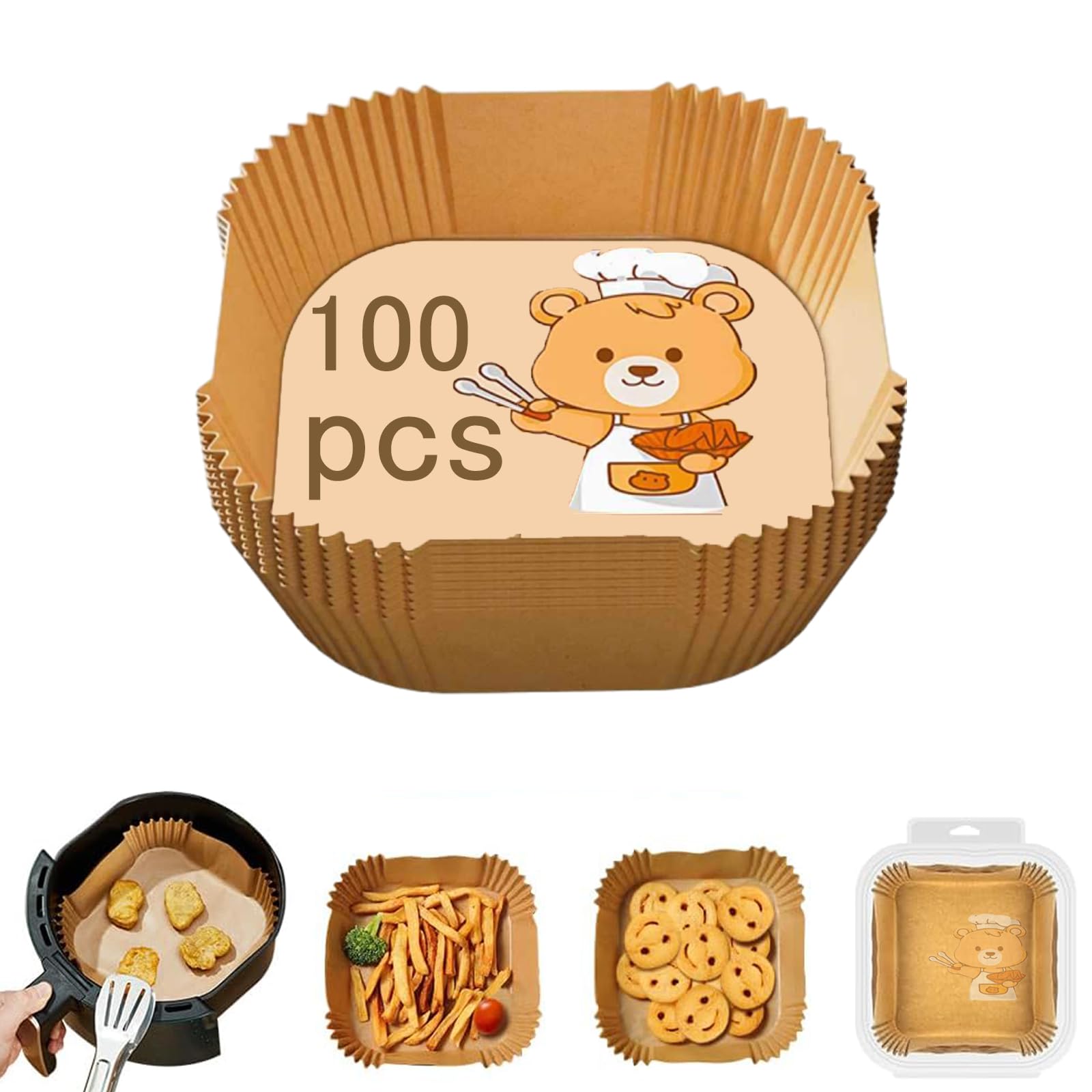 【送料無料】Phyxiul エアフライヤー用紙 内径16cm 100枚セットスクエア型 ノンフライオ ...