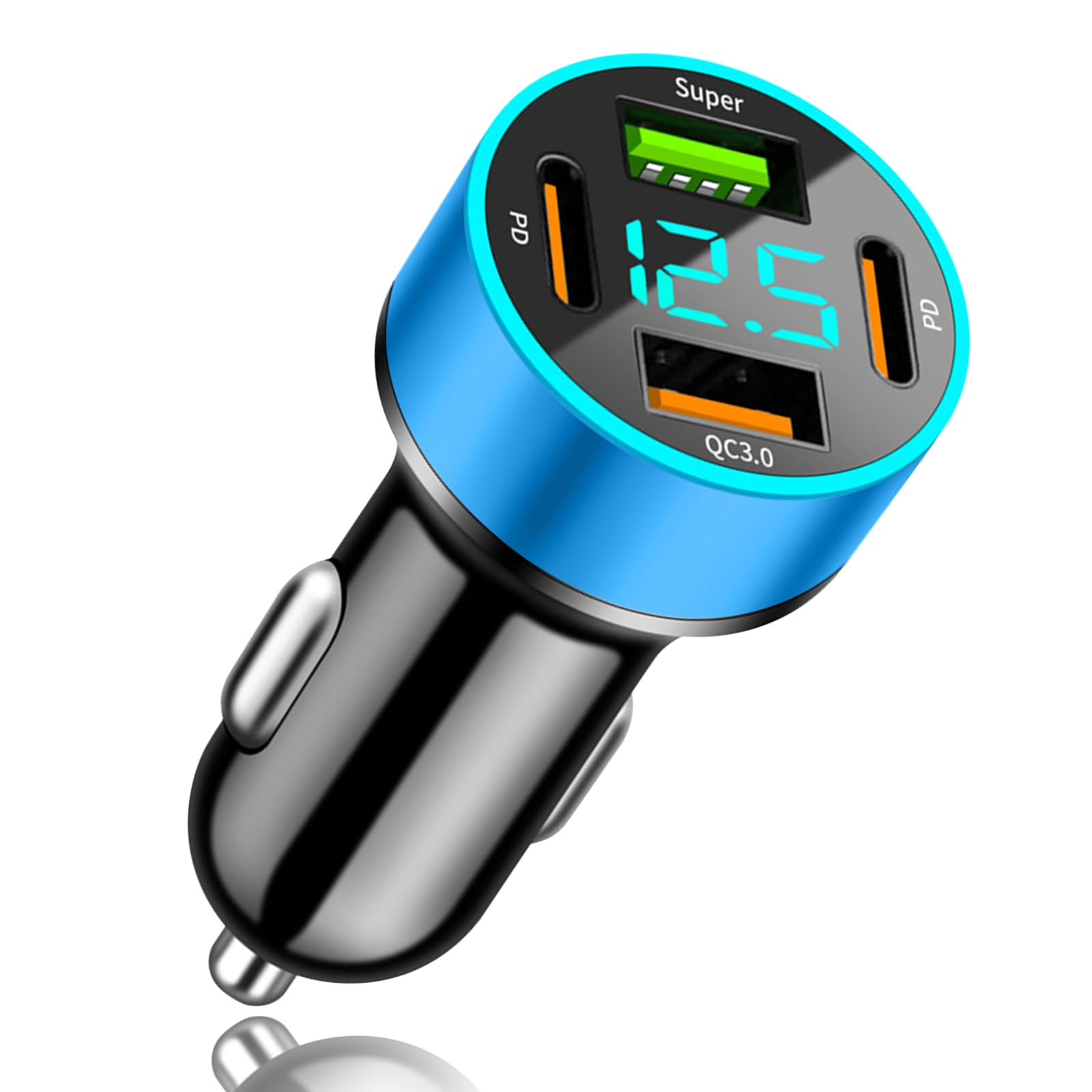 【送料無料】【4in1】YUGYUG 対応 シガーソケット usb 電圧計 シガーソケット 4連 Q ...