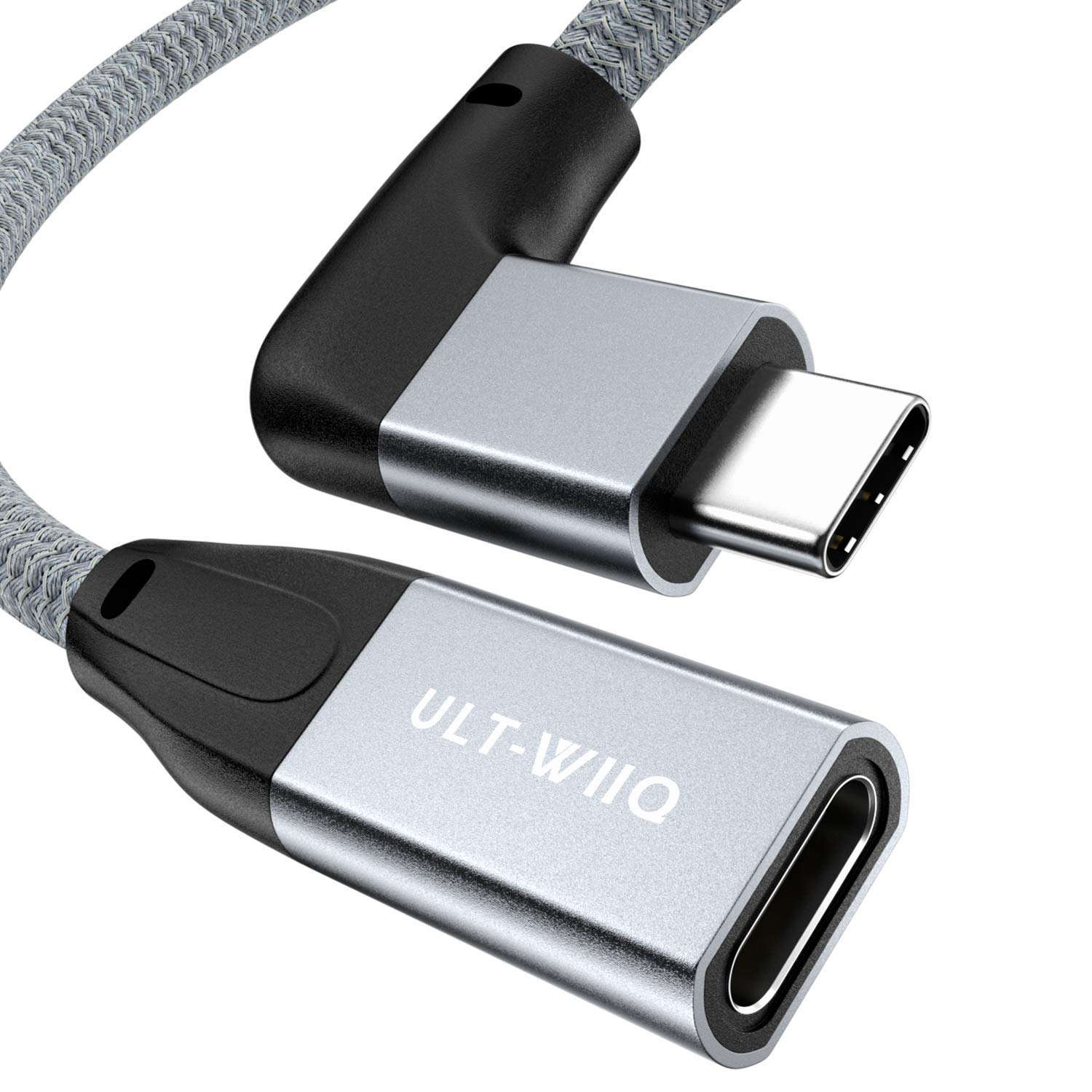 【送料無料】USB Type C 延長ケーブル 0.5m ULT-WIIQ L字直角90度 USB C 3.1 Gen2(10Gbps) オスからメスへ usb-c変換アダプタ 高速データ転送/5A急速充電/USB PD対応/4K@60Hz映像出力 アルミタイプC 延長コード Nintendo Switch、MacBook Pro、Samsung S10 S9などType-C