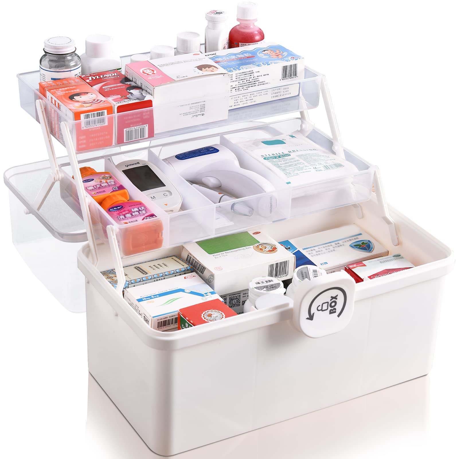 【送料無料】LAMPTOP 救急箱 薬箱 おしゃれ 大容量 かわいい 3層折り畳み式 薬収納 薬入れ ...
